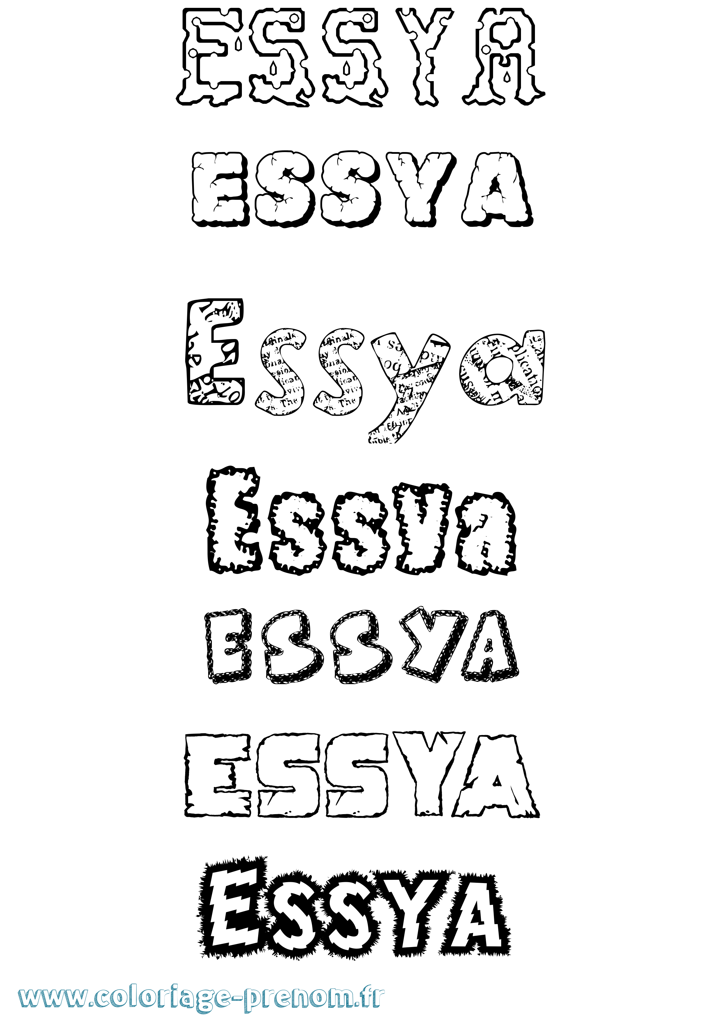 Coloriage Essya Destructuré Coloriage prénom Essya Destructuré