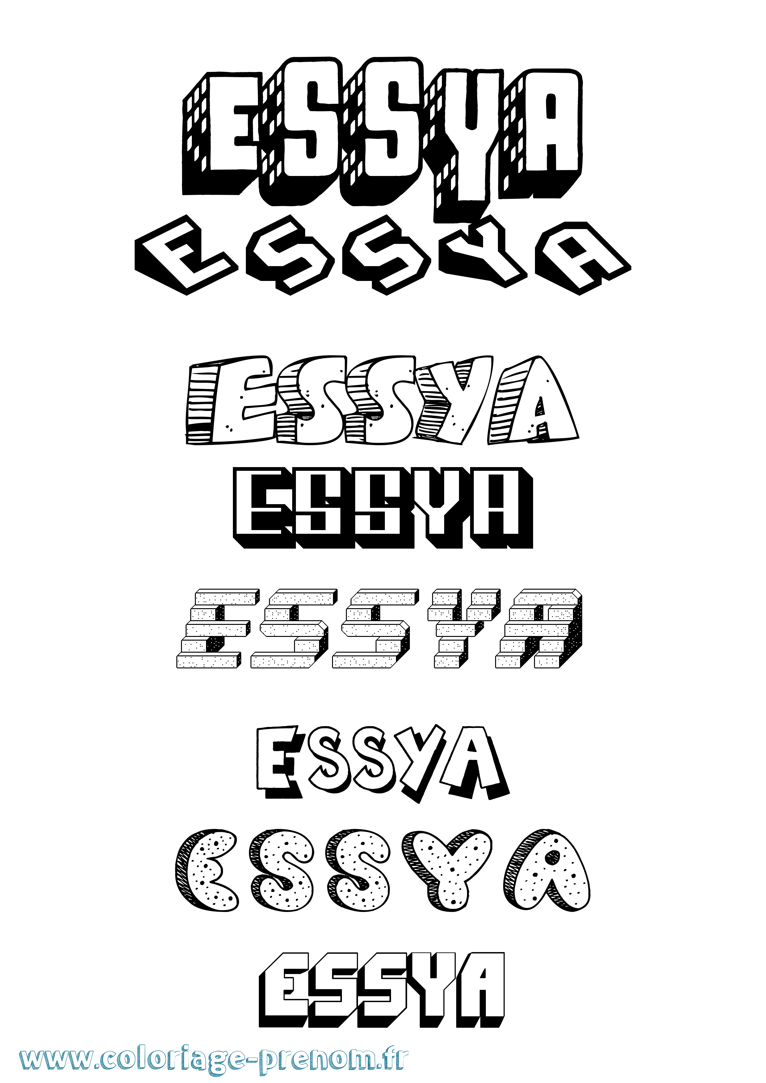 Coloriage Essya Effet 3D Coloriage prénom Essya Effet 3D