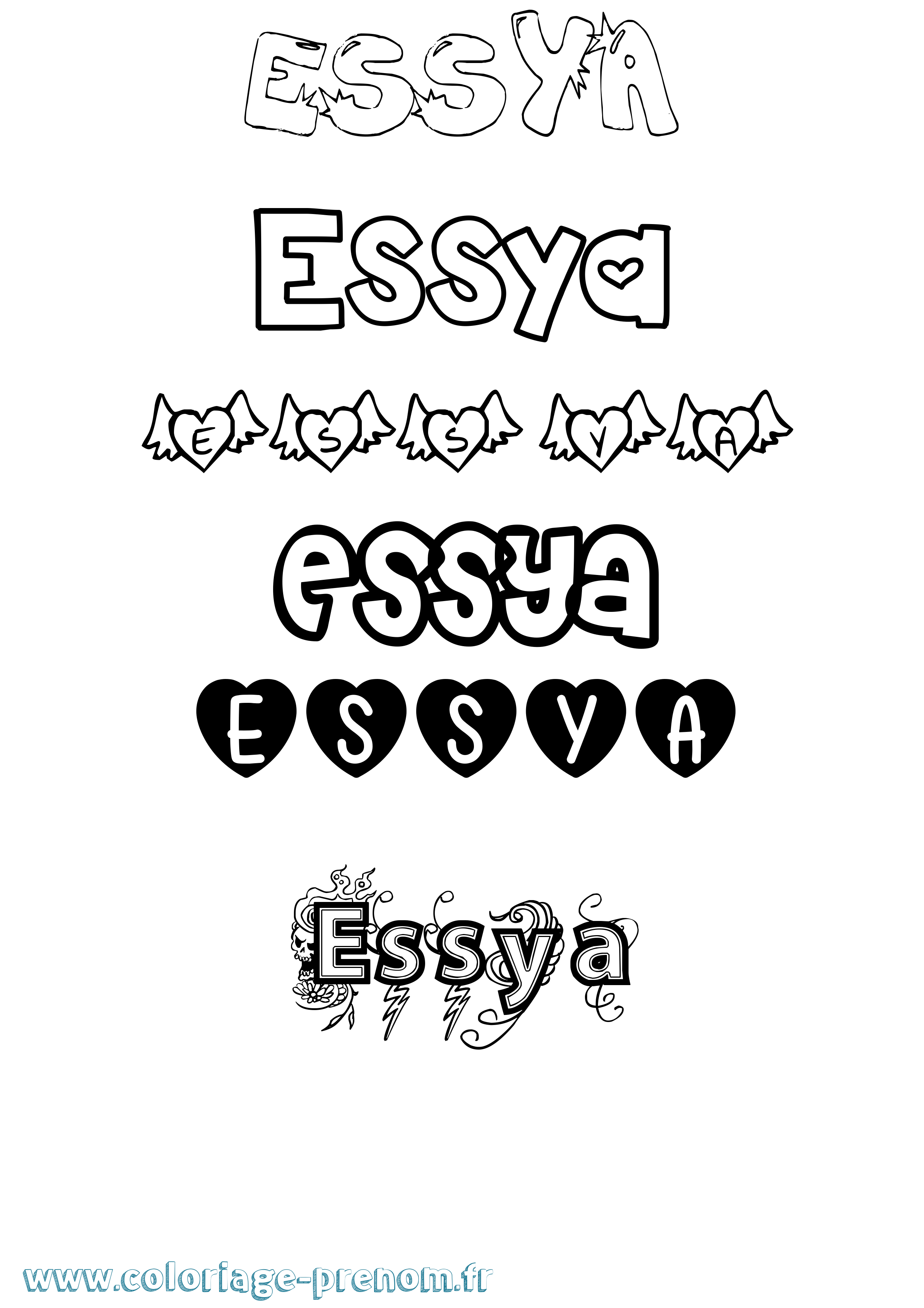 Coloriage Essya Girly Coloriage prénom Essya Girly