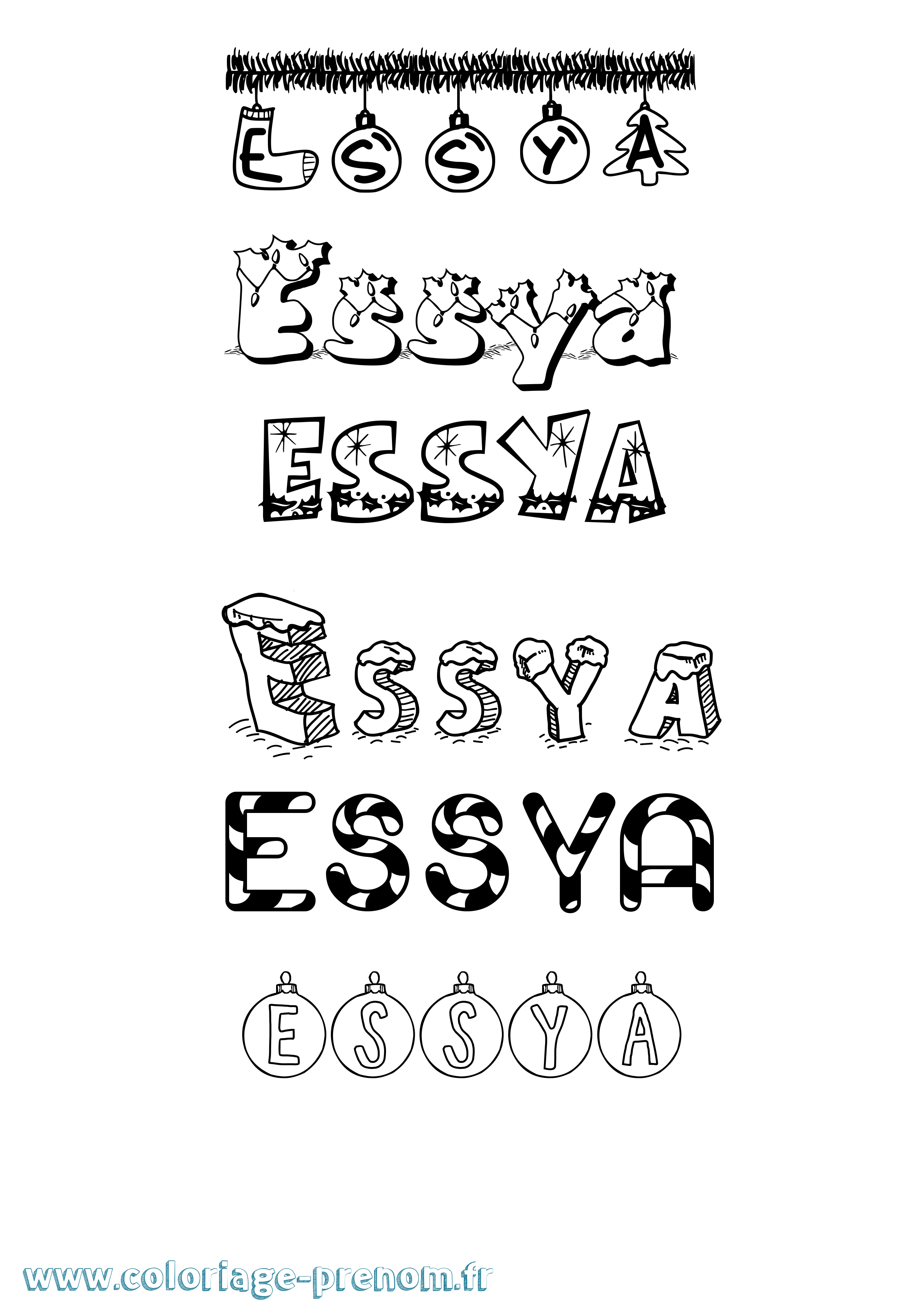 Coloriage Essya Noël Coloriage prénom Essya Noël