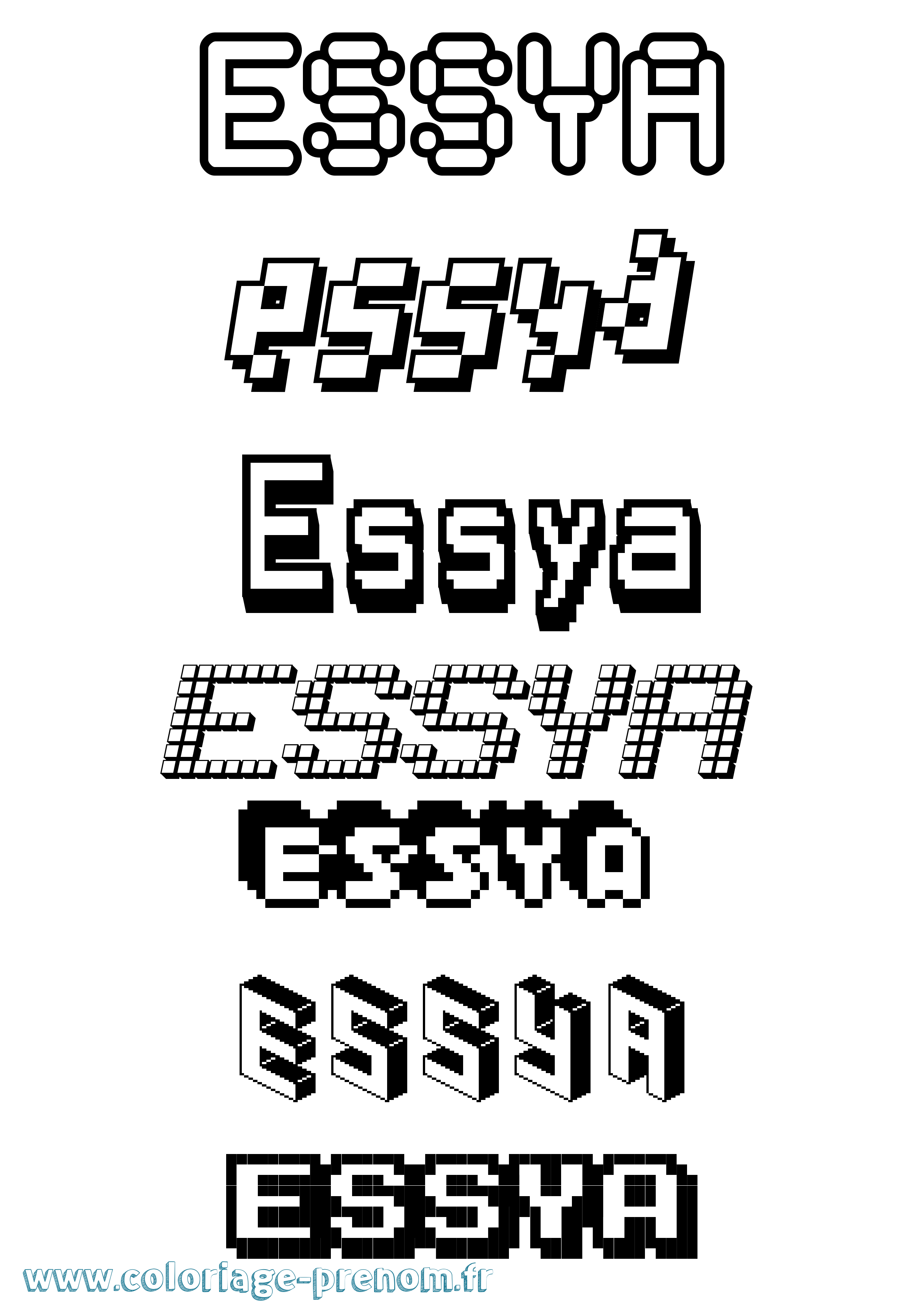 Coloriage Essya Pixel Coloriage prénom Essya Pixel
