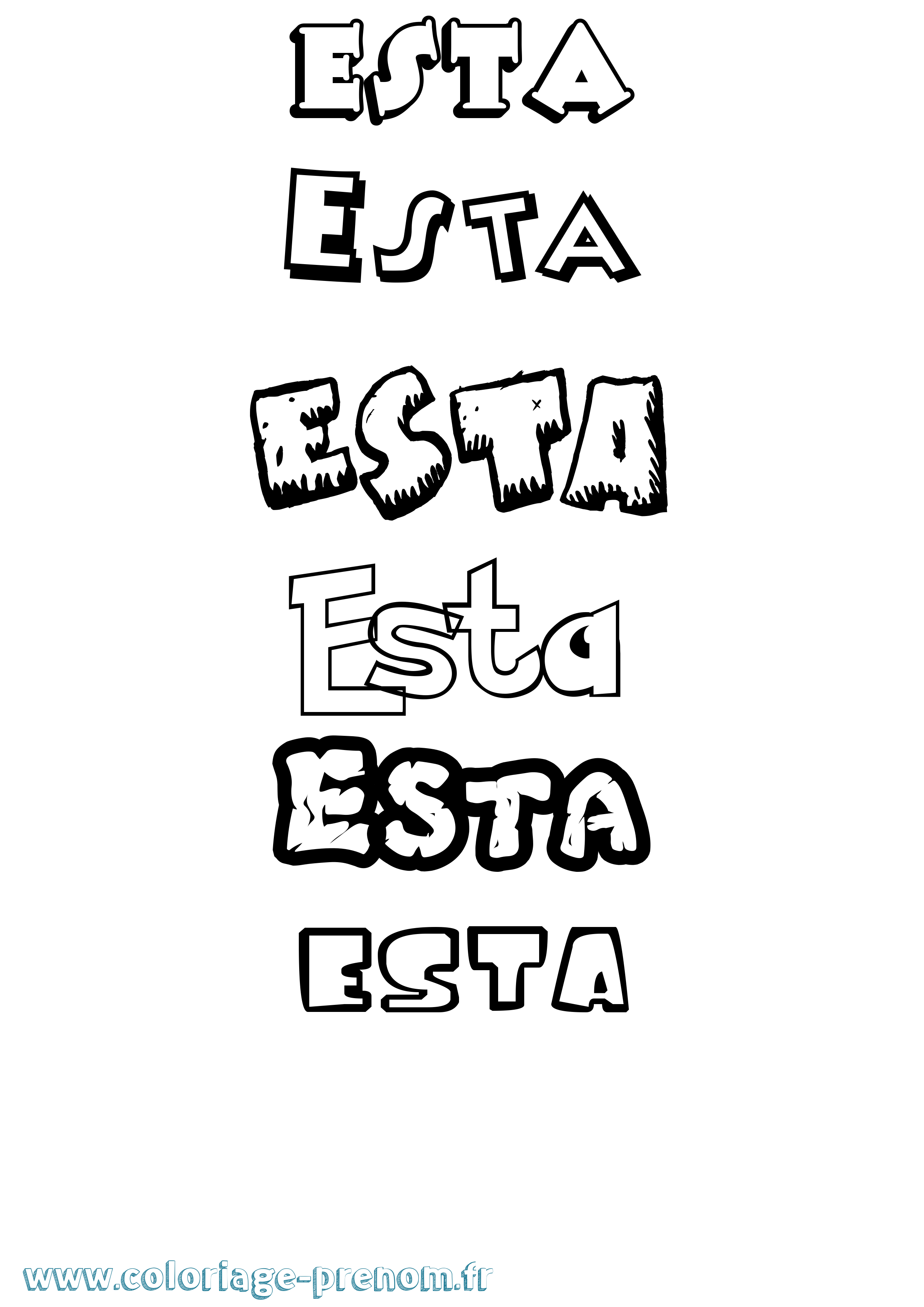 Coloriage Esta Dessin Animé Coloriage prénom Esta Dessin Animé