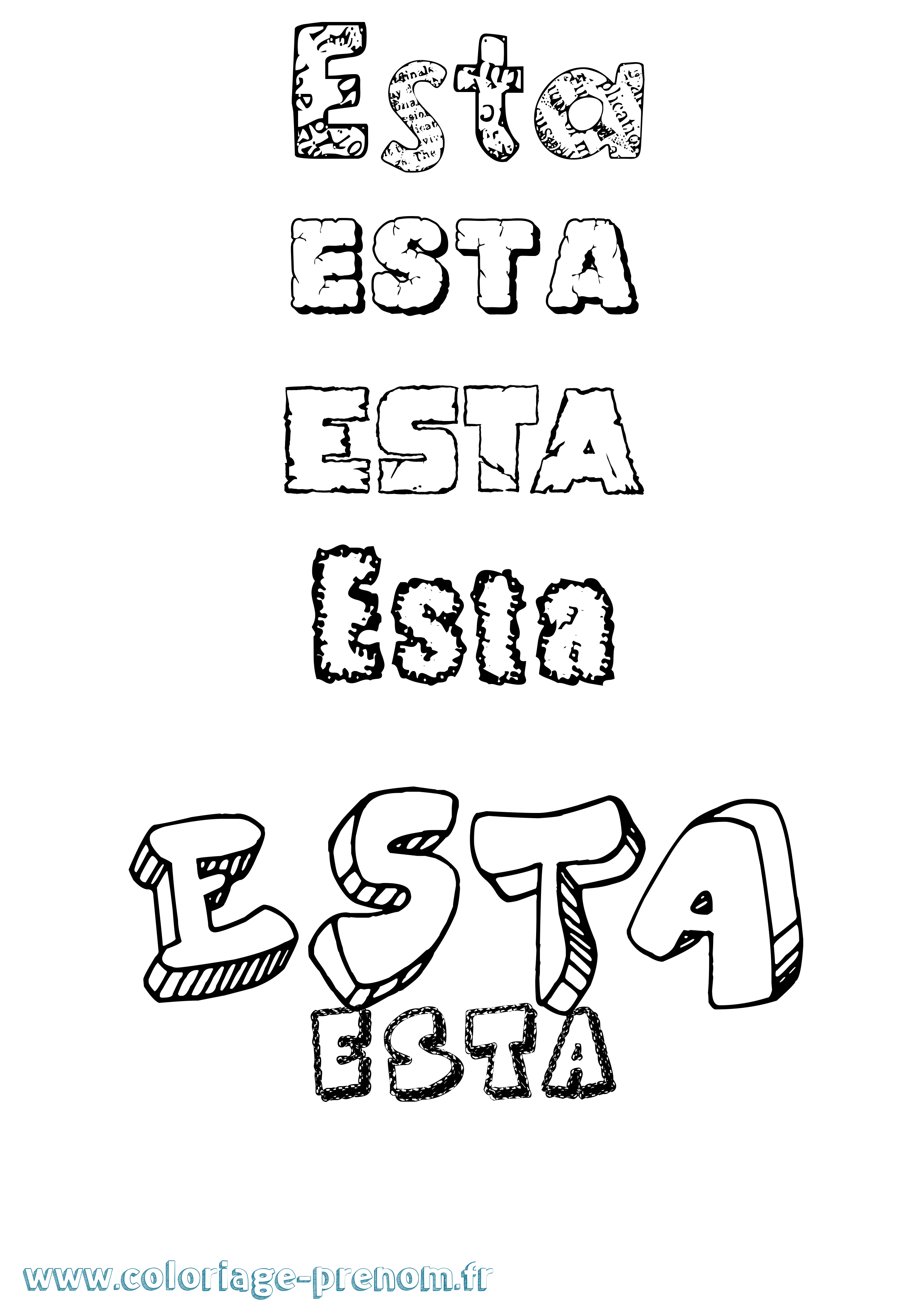 Coloriage Esta Destructuré Coloriage prénom Esta Destructuré