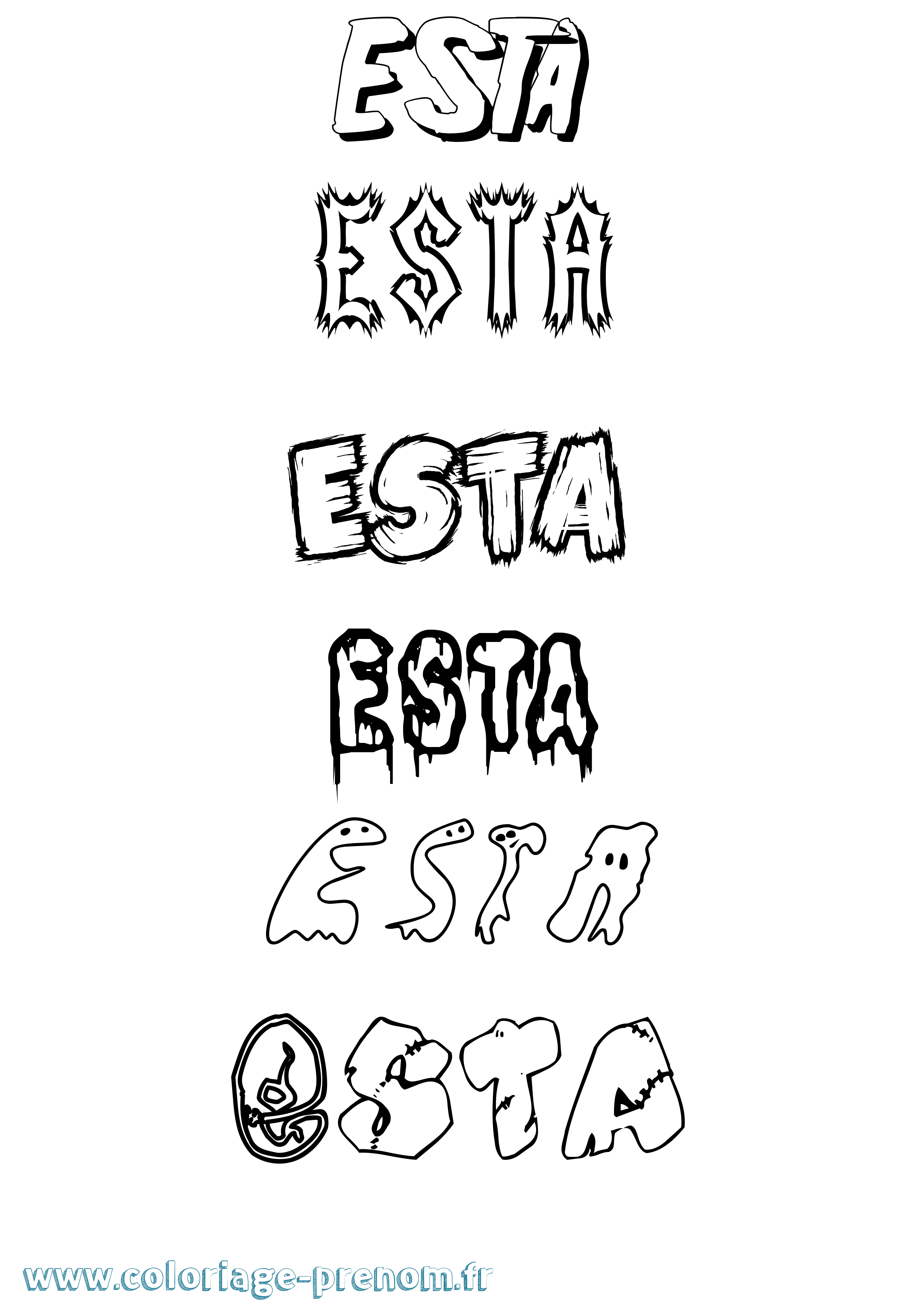 Coloriage Esta Frisson Coloriage prénom Esta Frisson