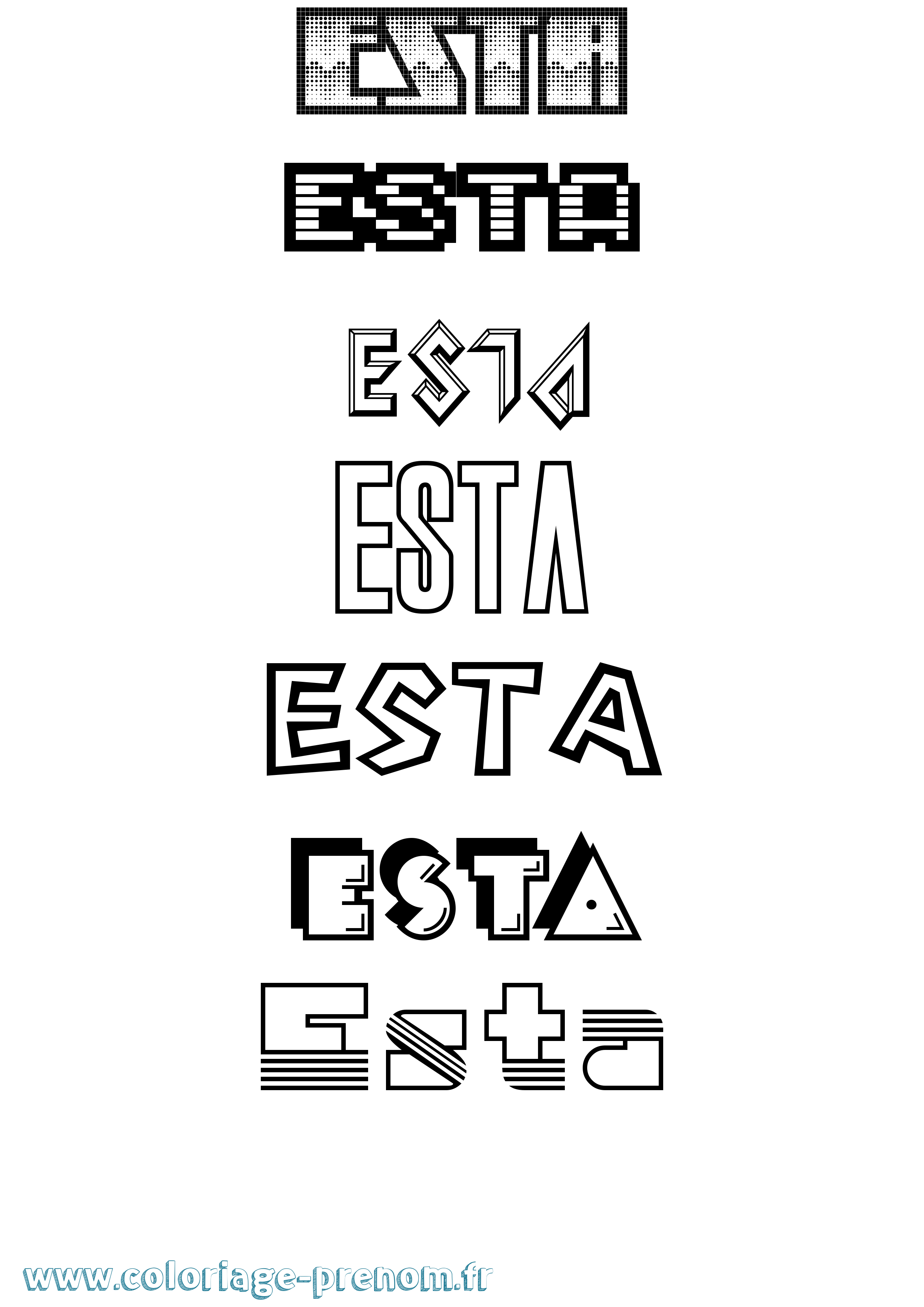 Coloriage Esta Jeux Vidéos Coloriage prénom Esta Jeux Vidéos