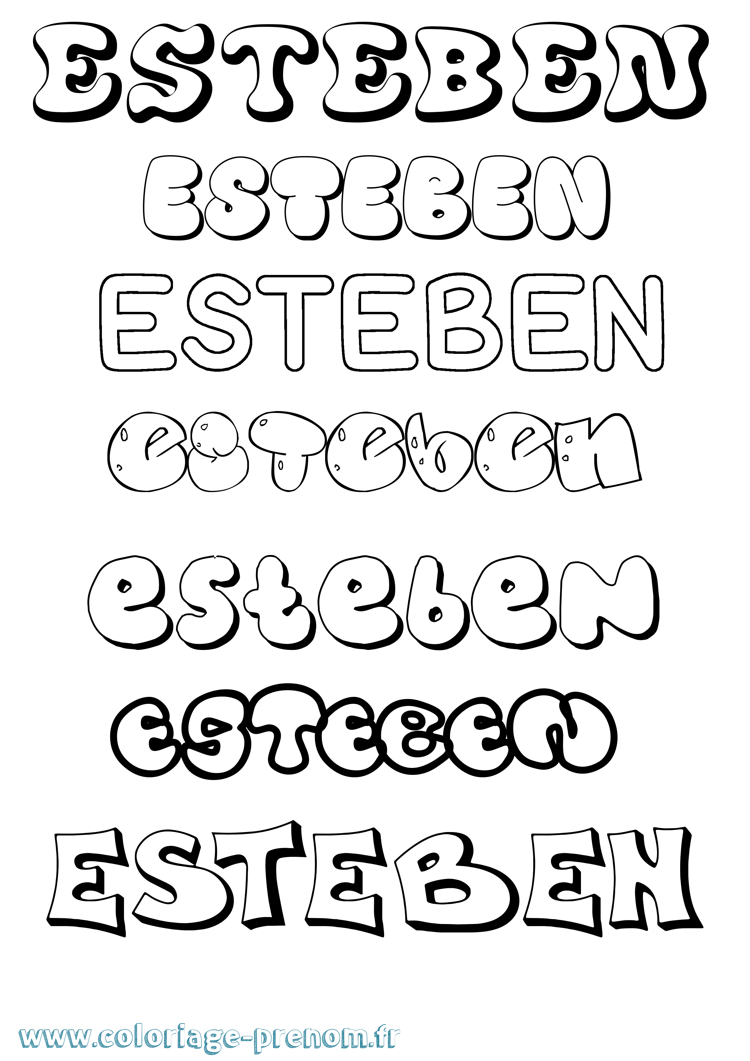 Coloriage Esteben Bubble Coloriage prénom Esteben Bubble