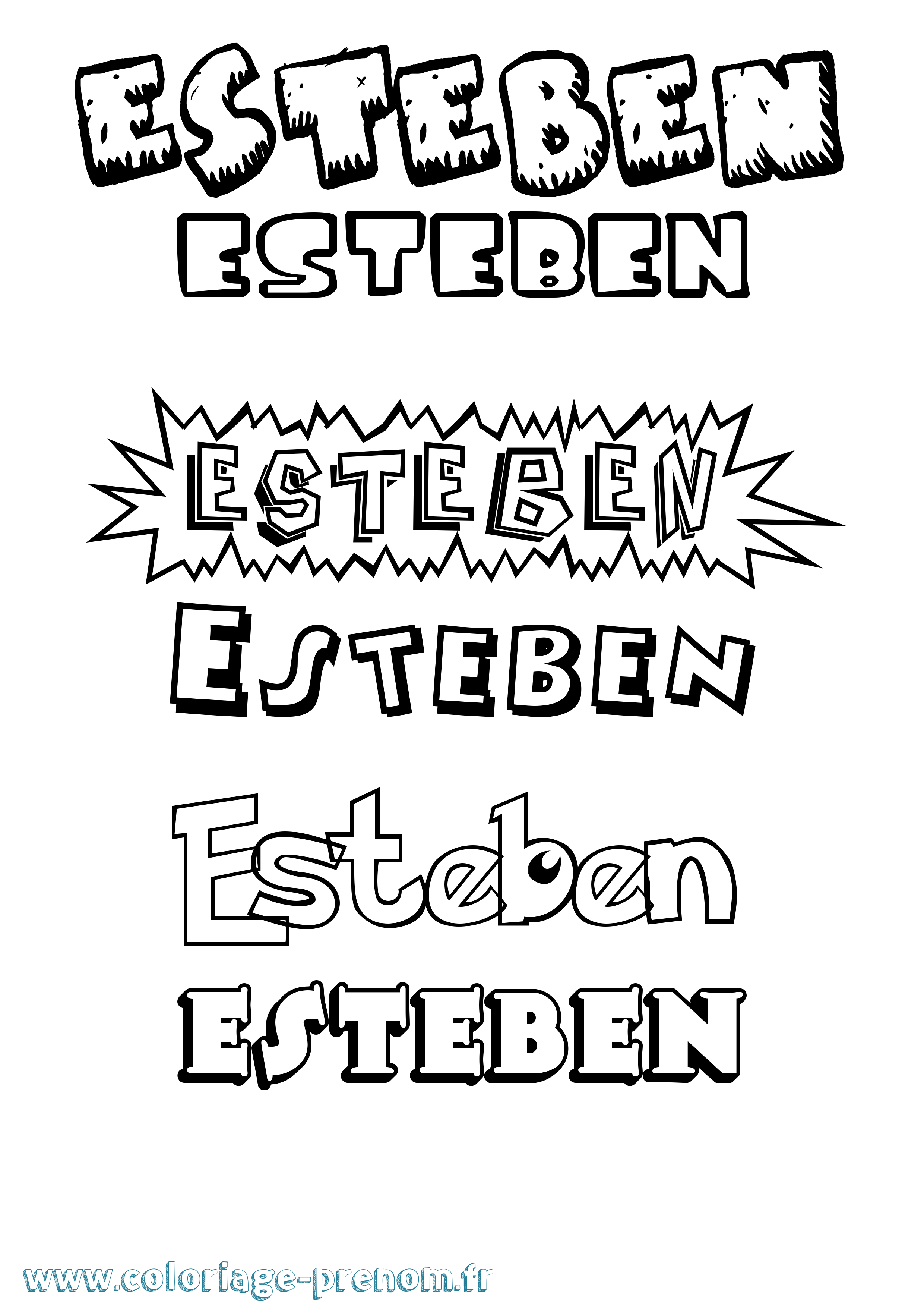 Coloriage Esteben Dessin Animé Coloriage prénom Esteben Dessin Animé