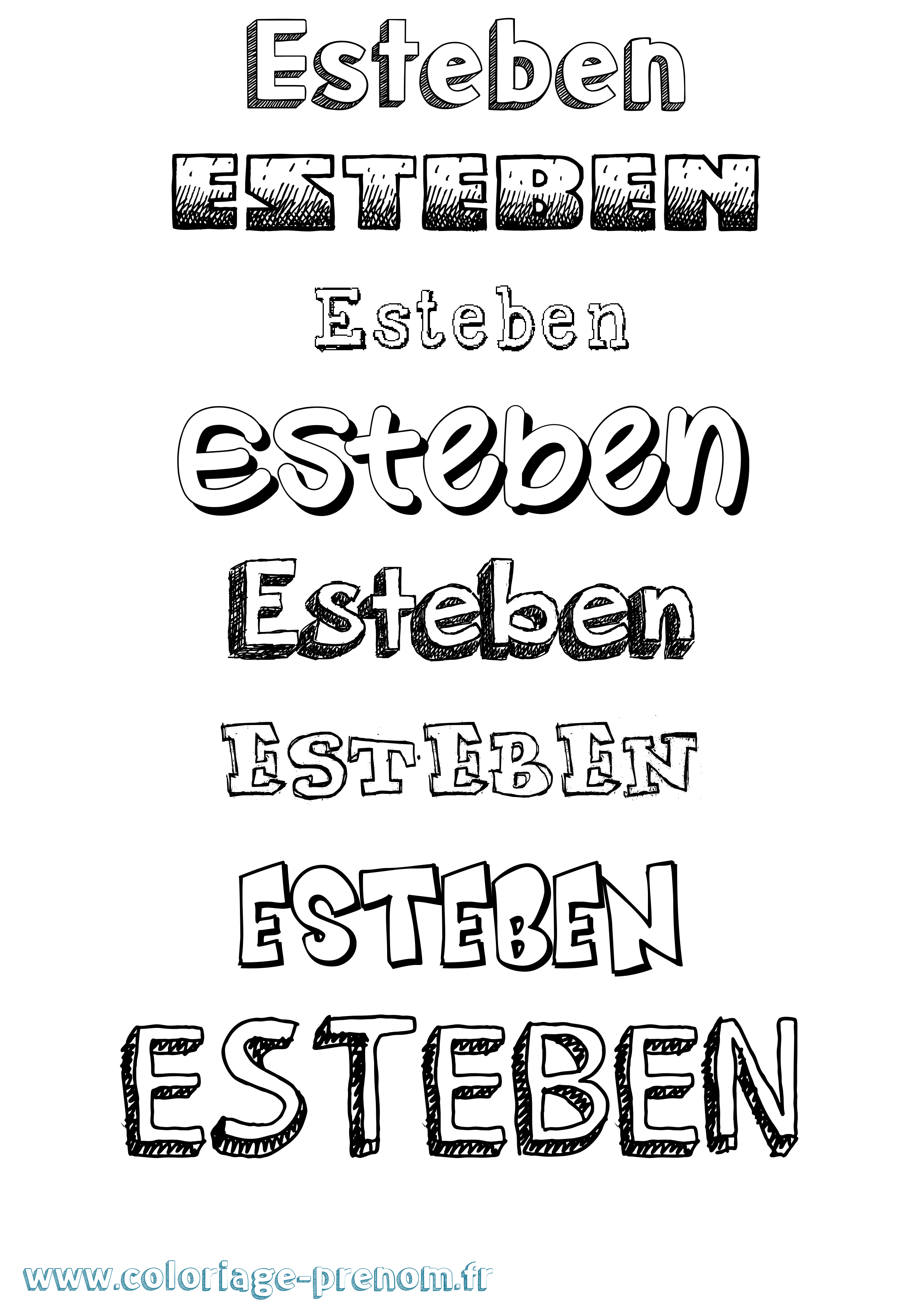 Coloriage Esteben Dessiné Coloriage prénom Esteben Dessiné