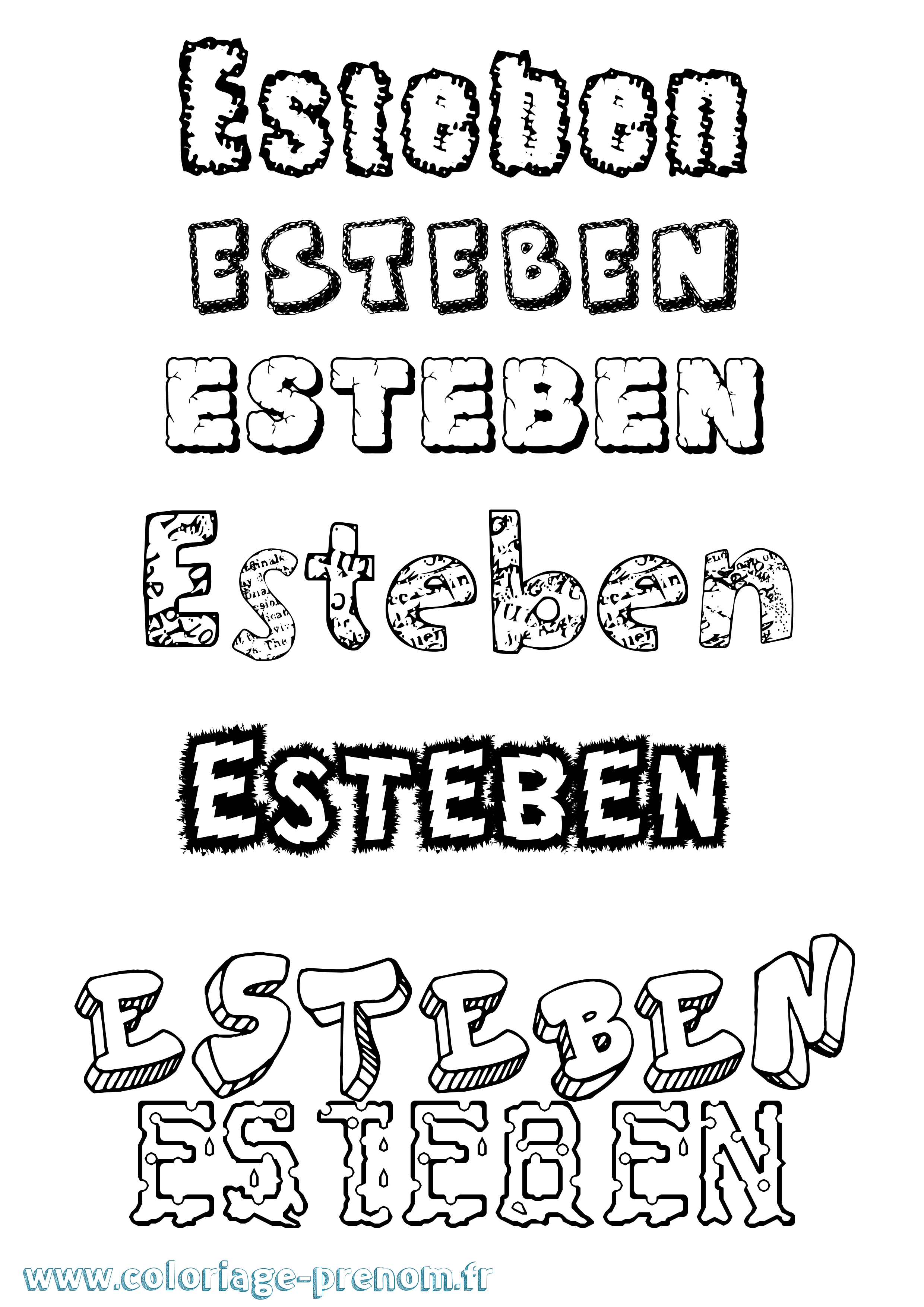 Coloriage Esteben Destructuré Coloriage prénom Esteben Destructuré