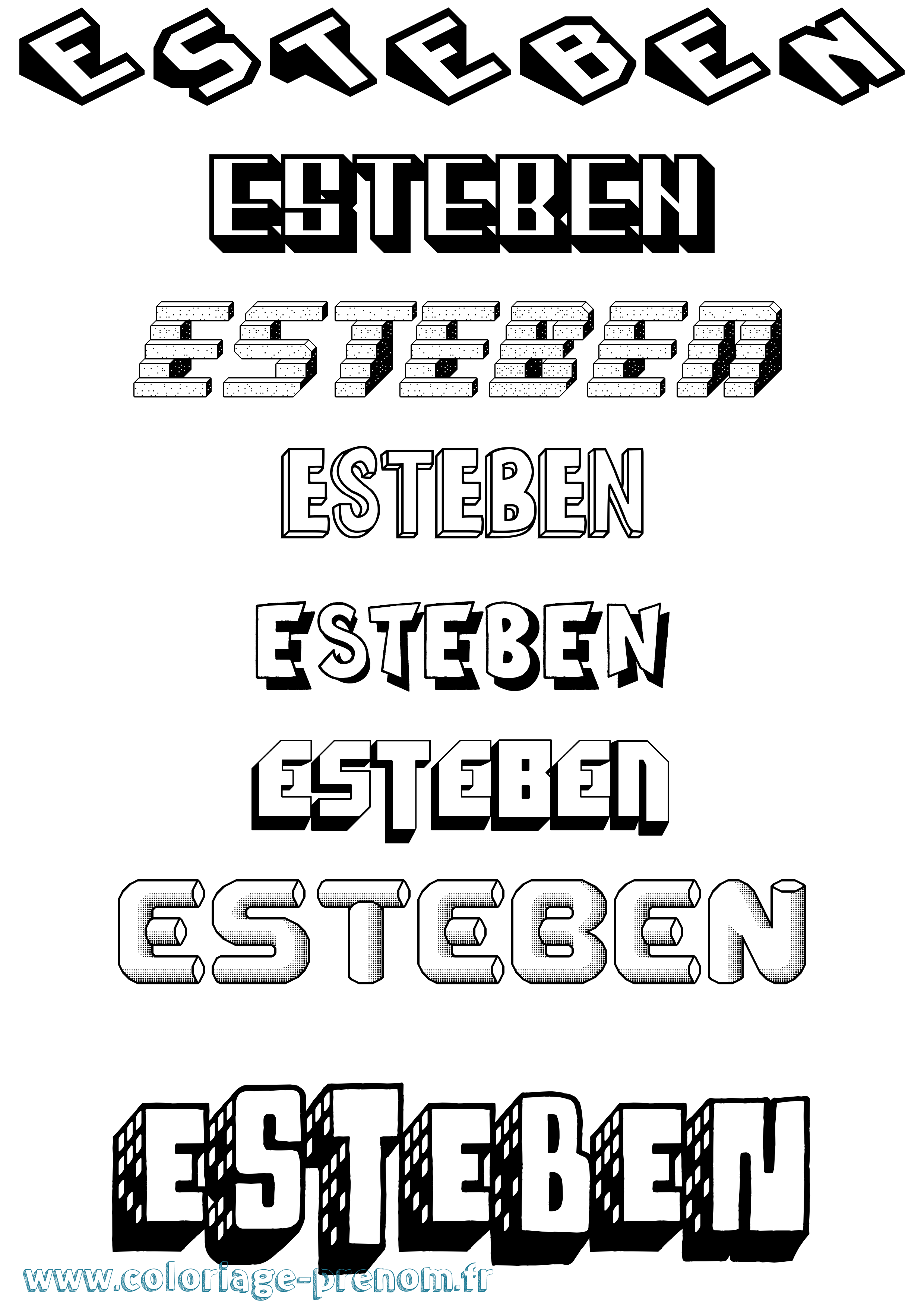 Coloriage Esteben Effet 3D Coloriage prénom Esteben Effet 3D
