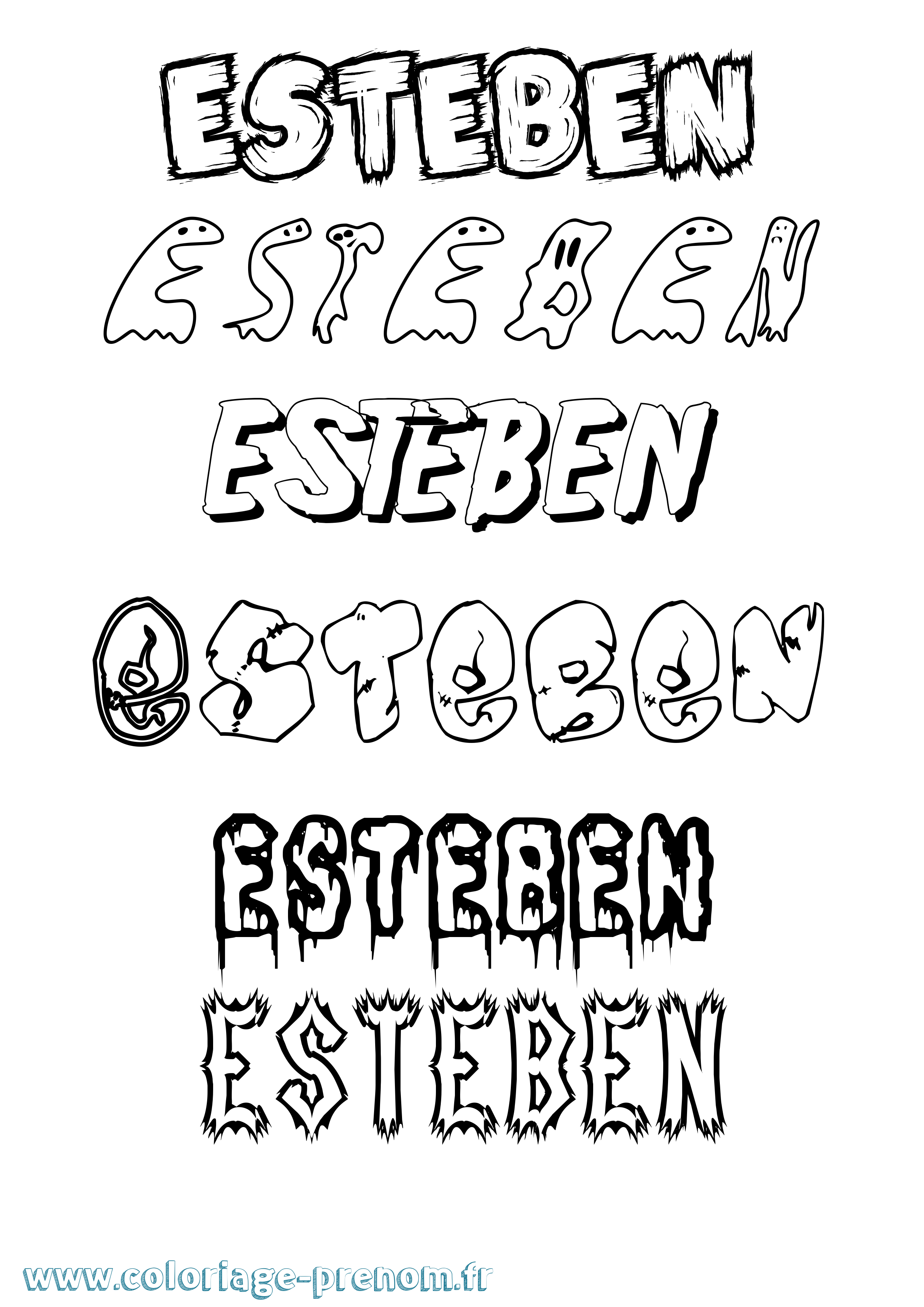 Coloriage Esteben Frisson Coloriage prénom Esteben Frisson