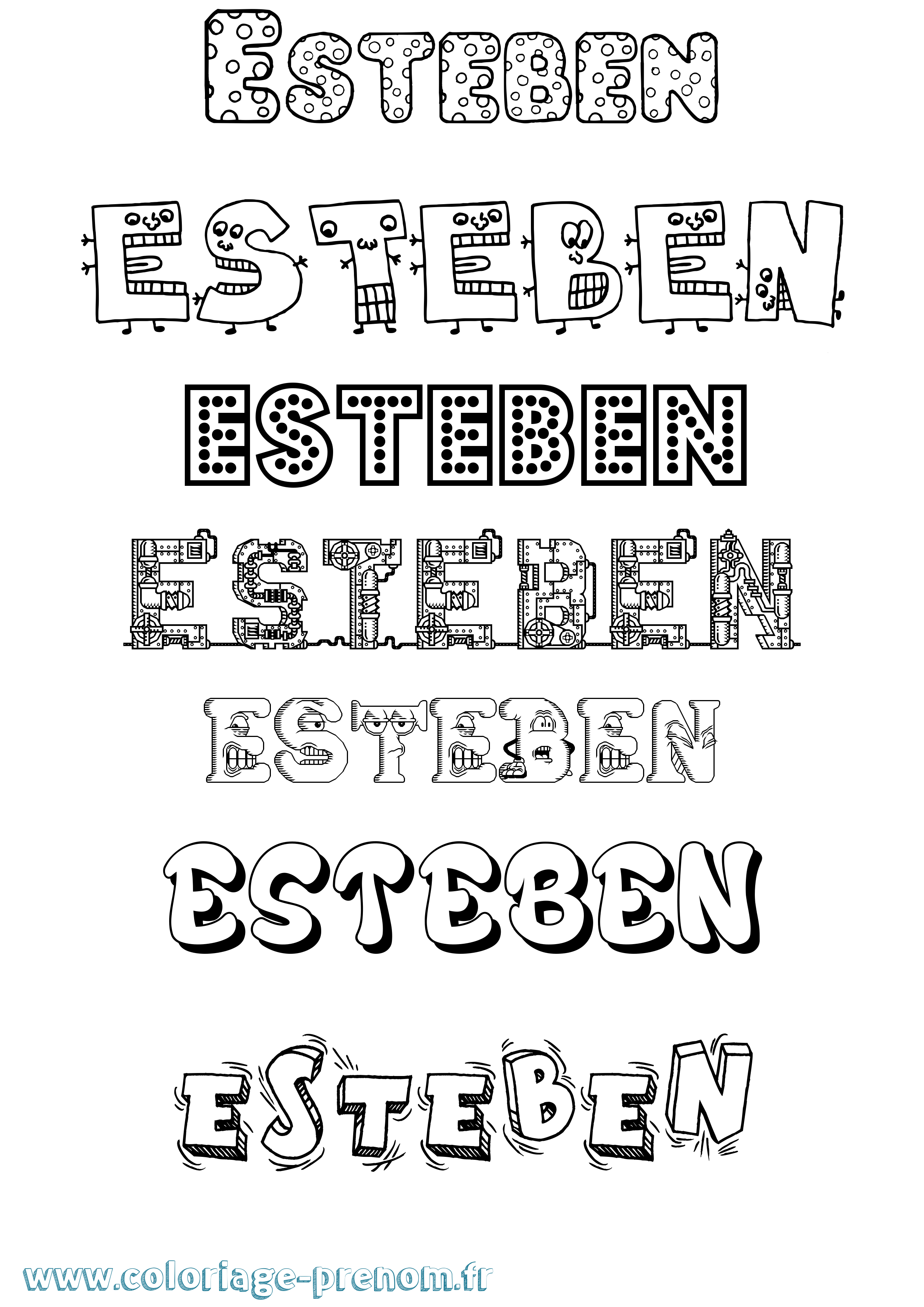 Coloriage Esteben Fun Coloriage prénom Esteben Fun