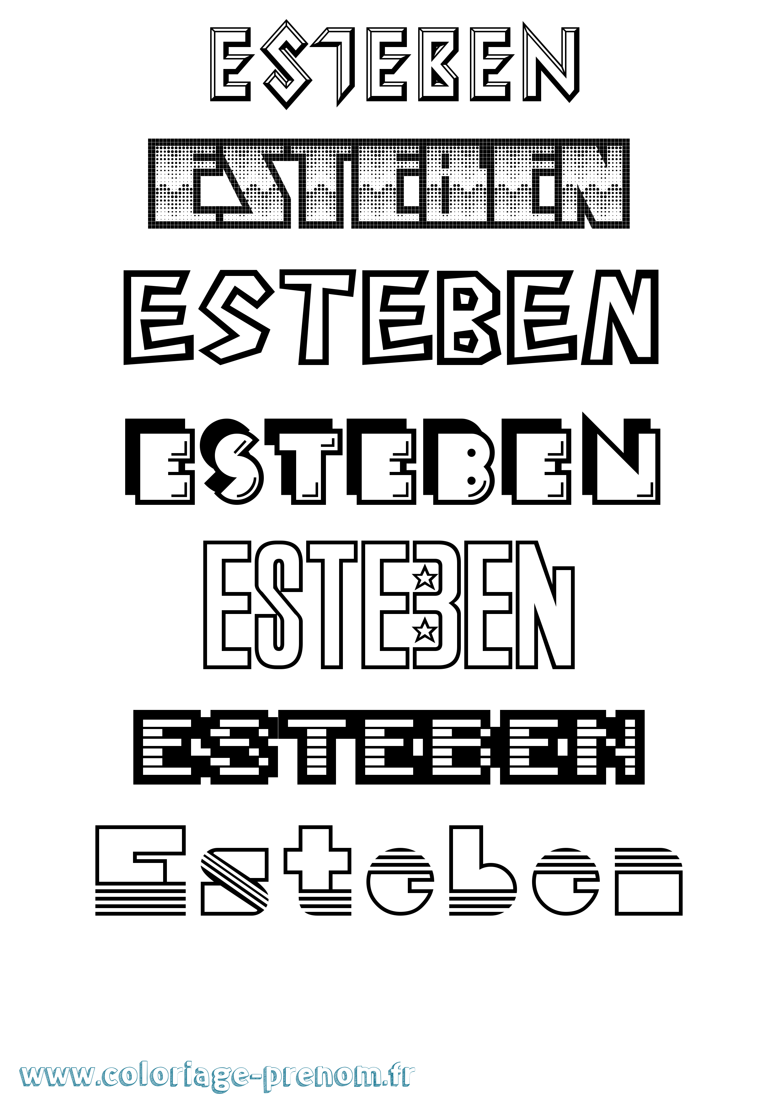 Coloriage Esteben Jeux Vidéos Coloriage prénom Esteben Jeux Vidéos
