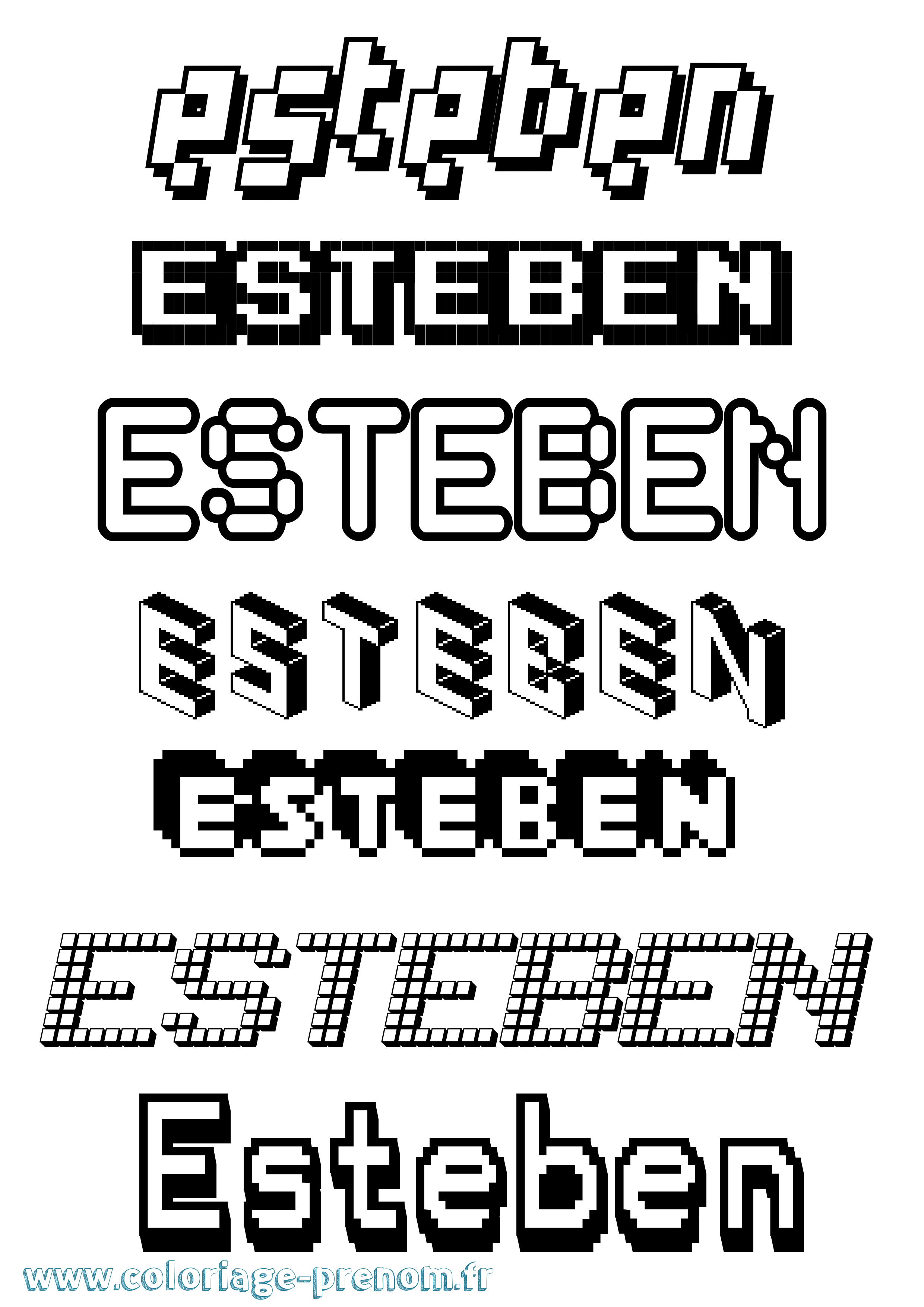Coloriage Esteben Pixel Coloriage prénom Esteben Pixel