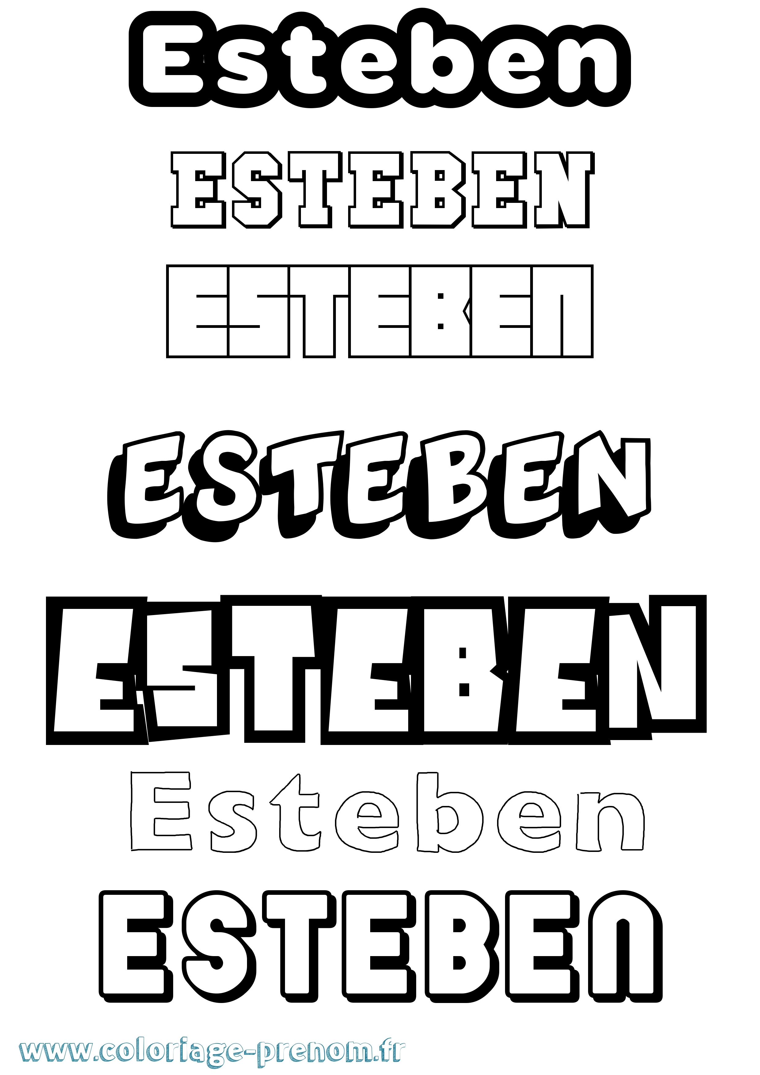 Coloriage Esteben Simple Coloriage prénom Esteben Simple