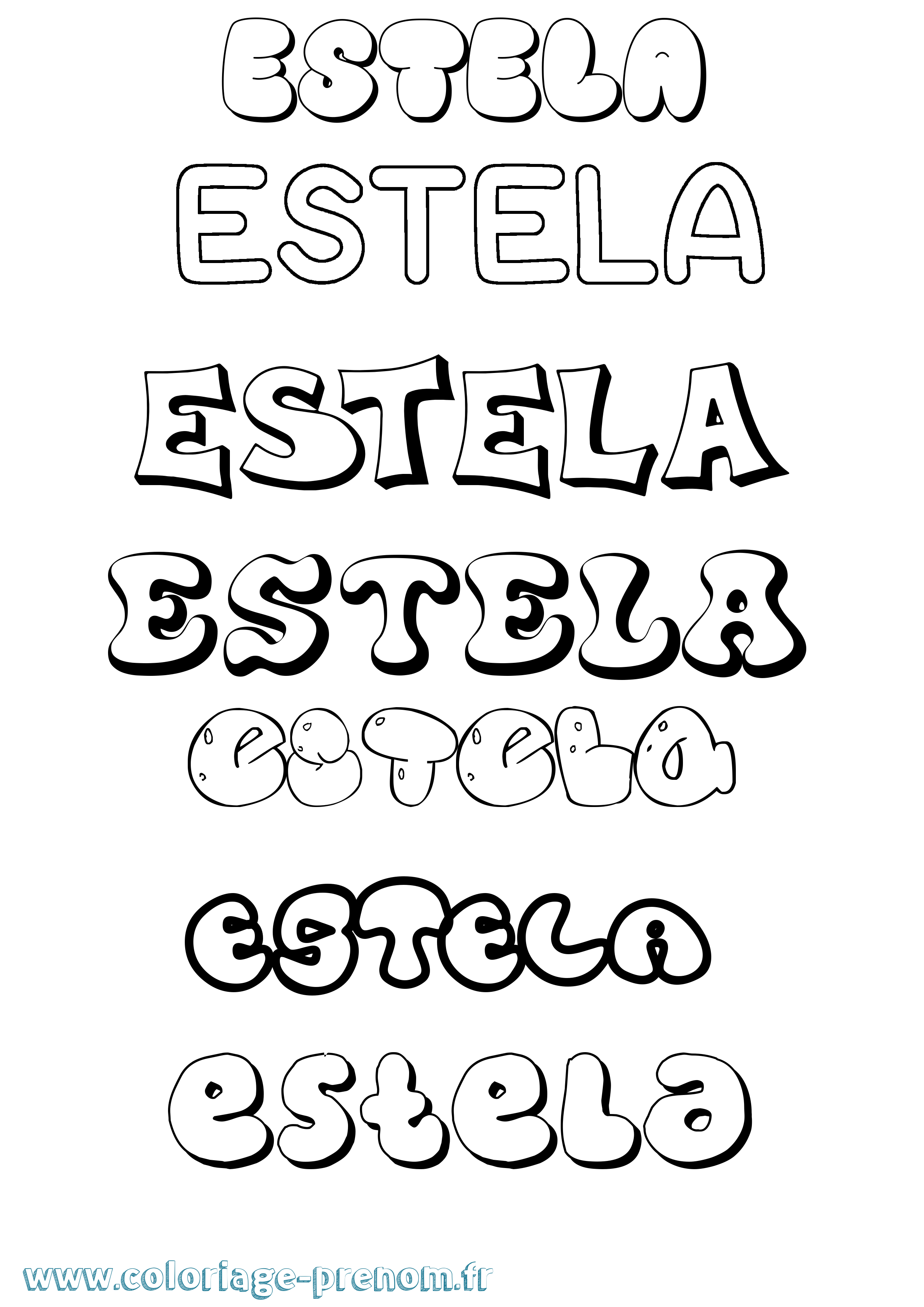 Coloriage Estela Bubble Coloriage prénom Estela Bubble
