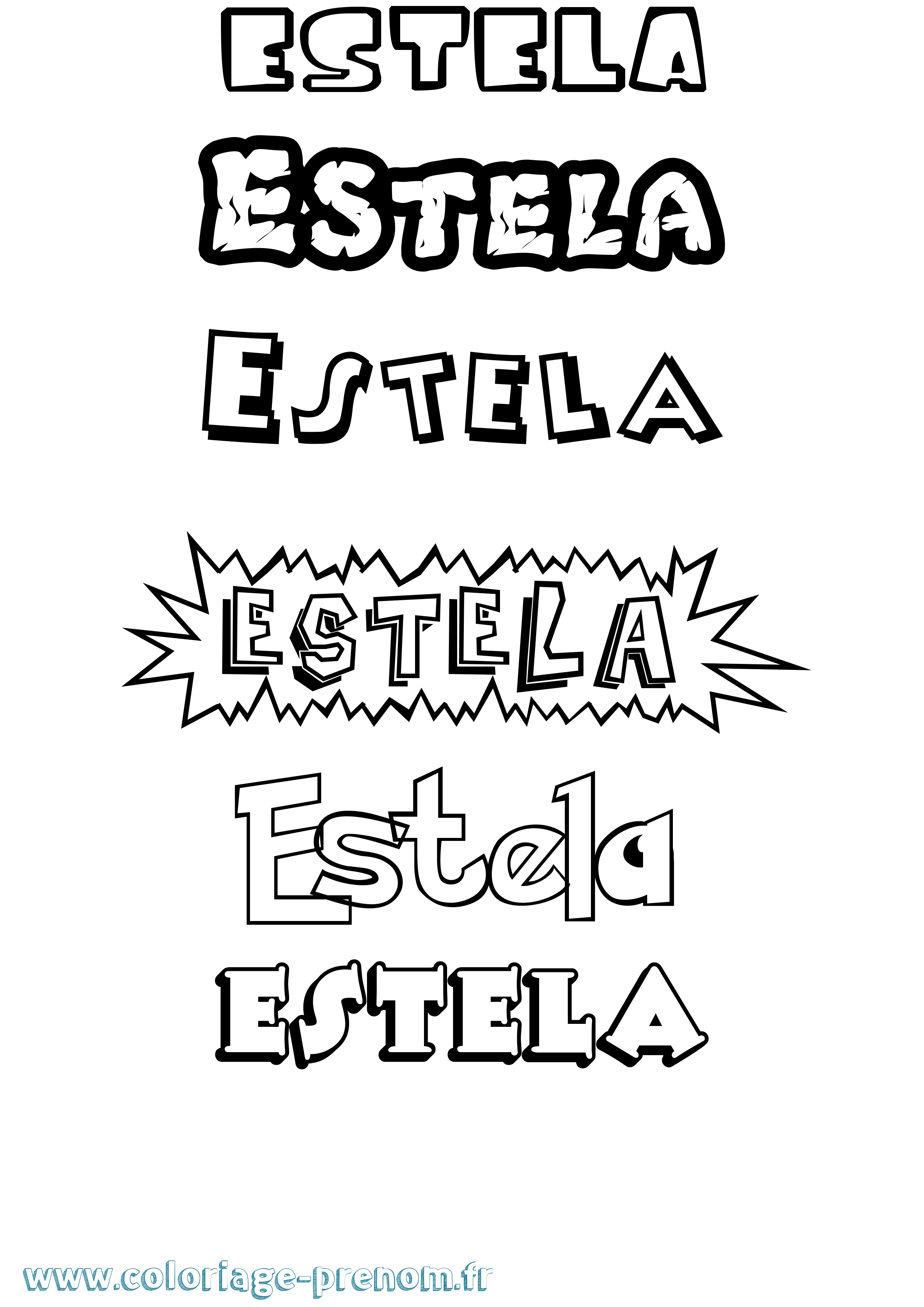 Coloriage Estela Dessin Animé Coloriage prénom Estela Dessin Animé
