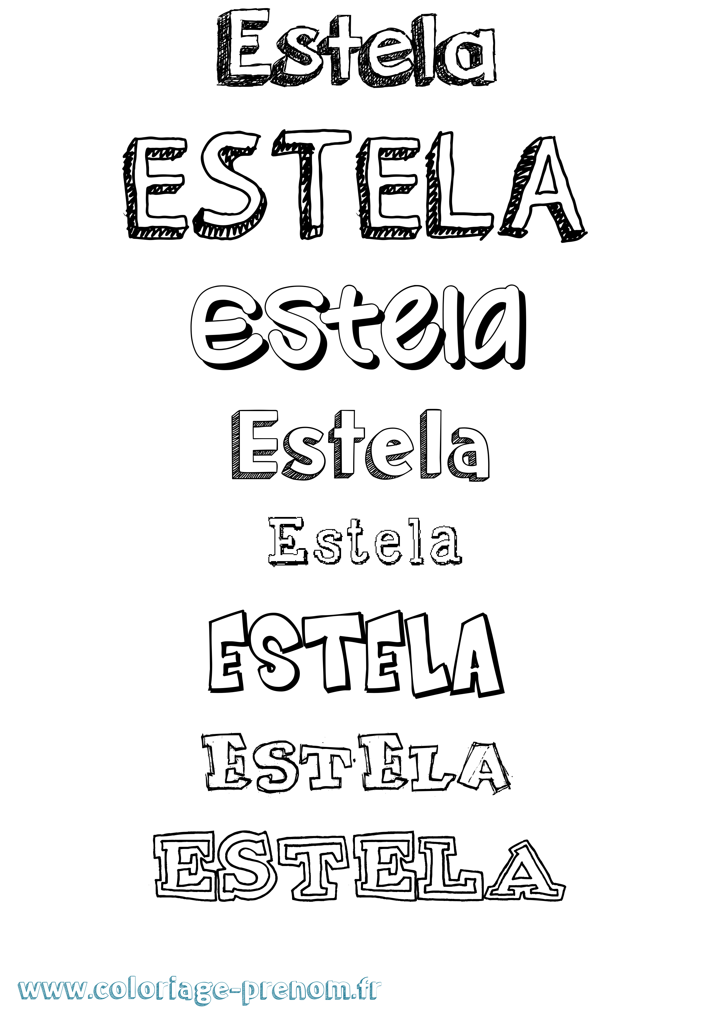 Coloriage Estela Dessiné Coloriage prénom Estela Dessiné