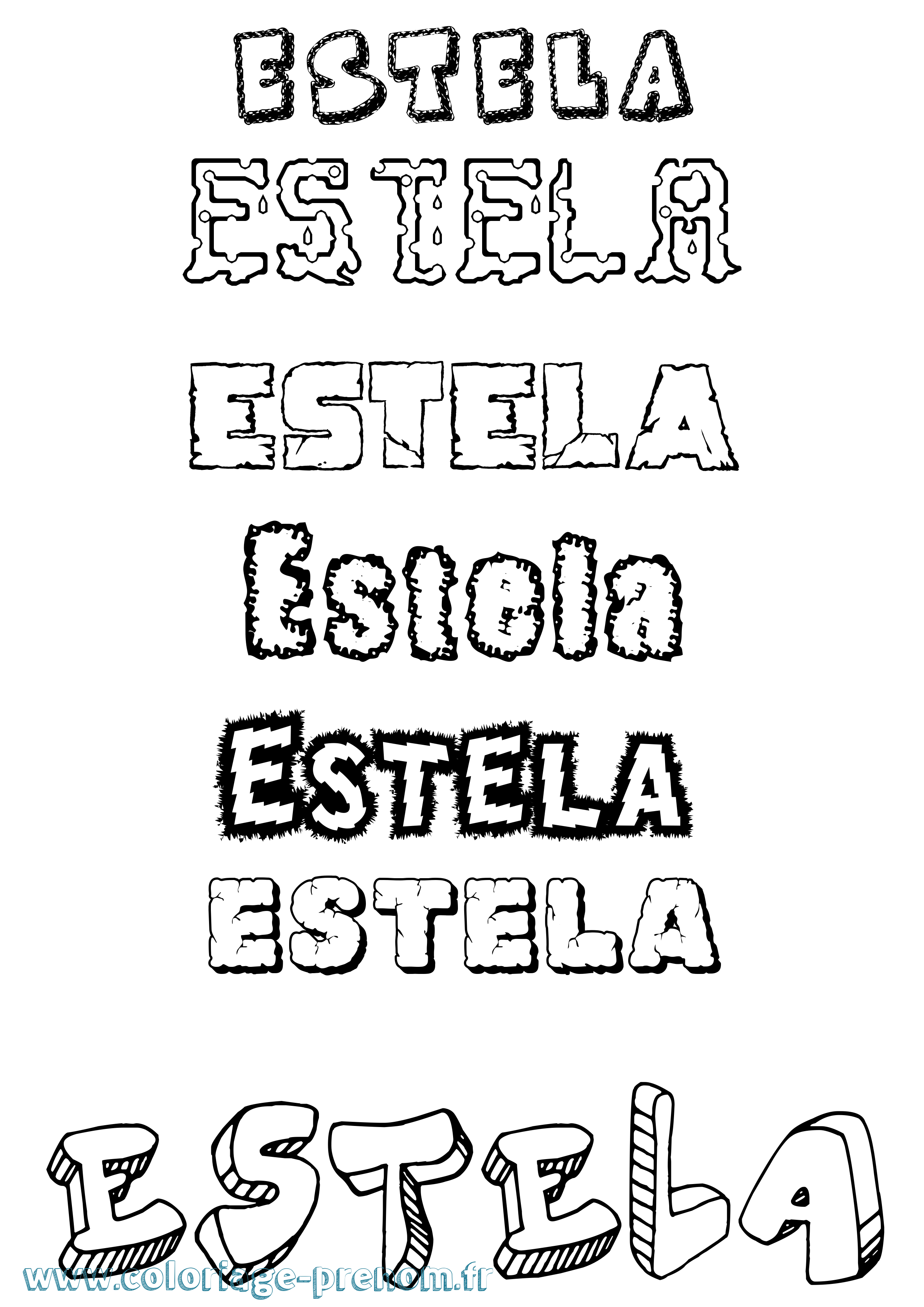 Coloriage Estela Destructuré Coloriage prénom Estela Destructuré