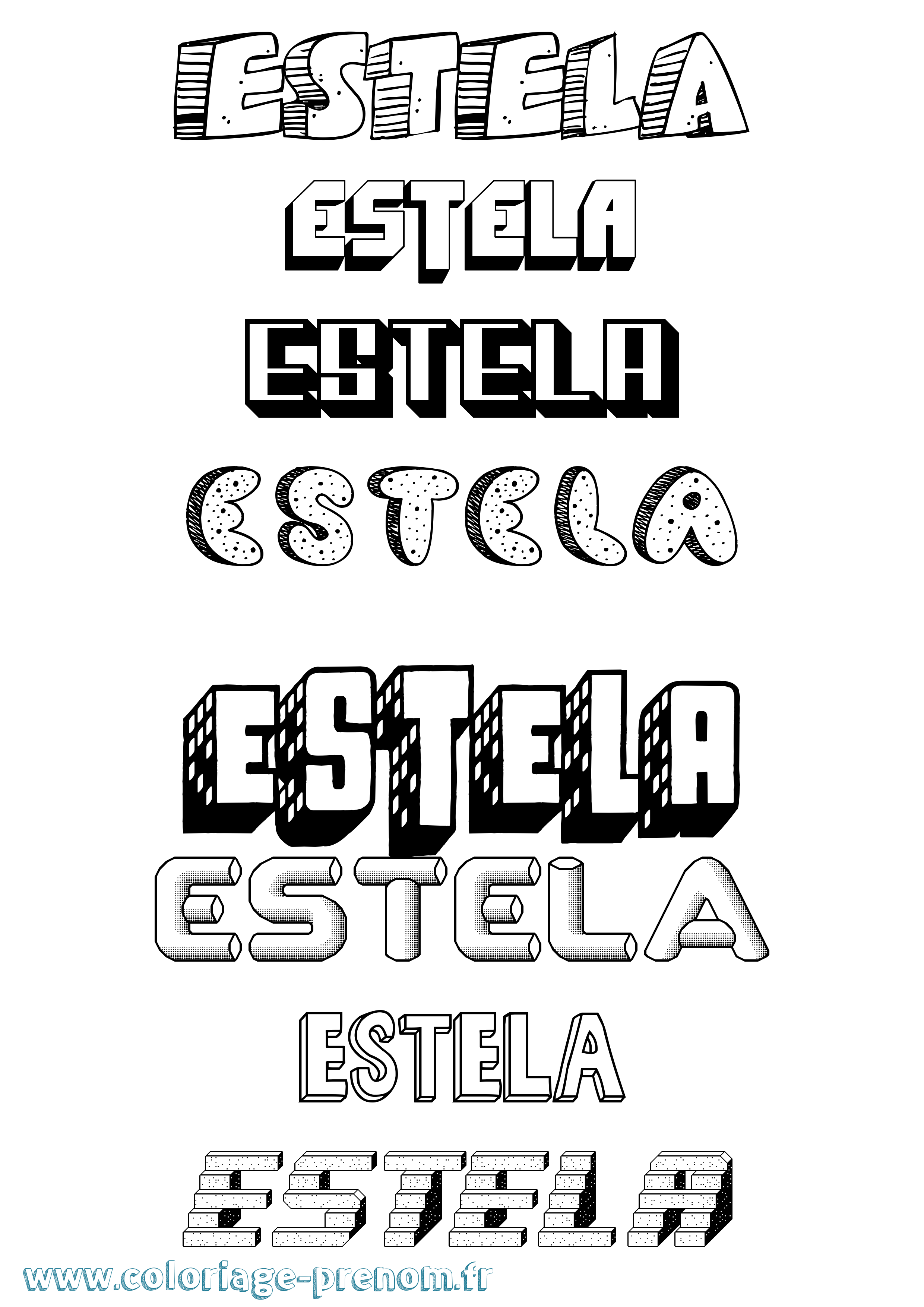 Coloriage Estela Effet 3D Coloriage prénom Estela Effet 3D