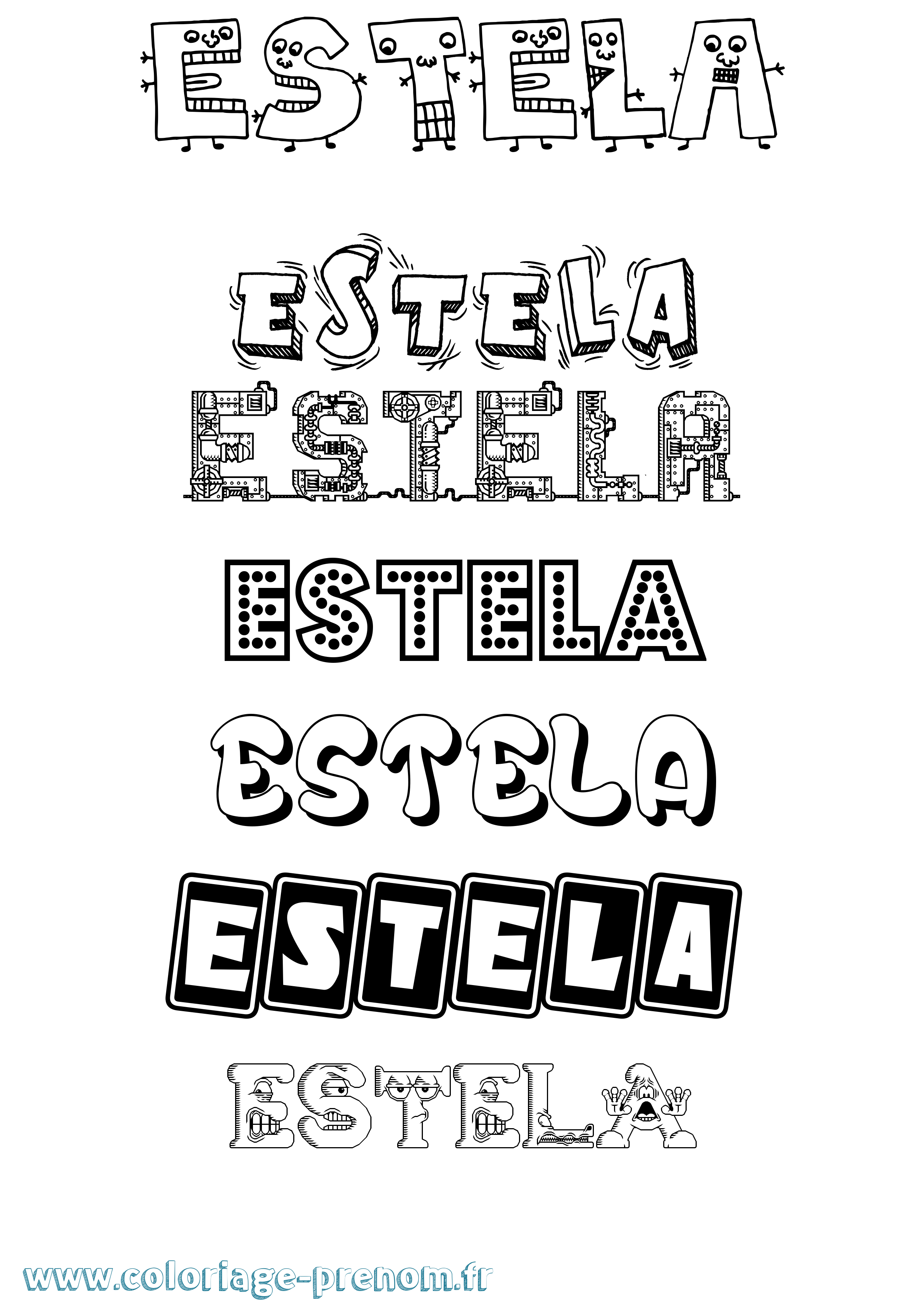 Coloriage Estela Fun Coloriage prénom Estela Fun