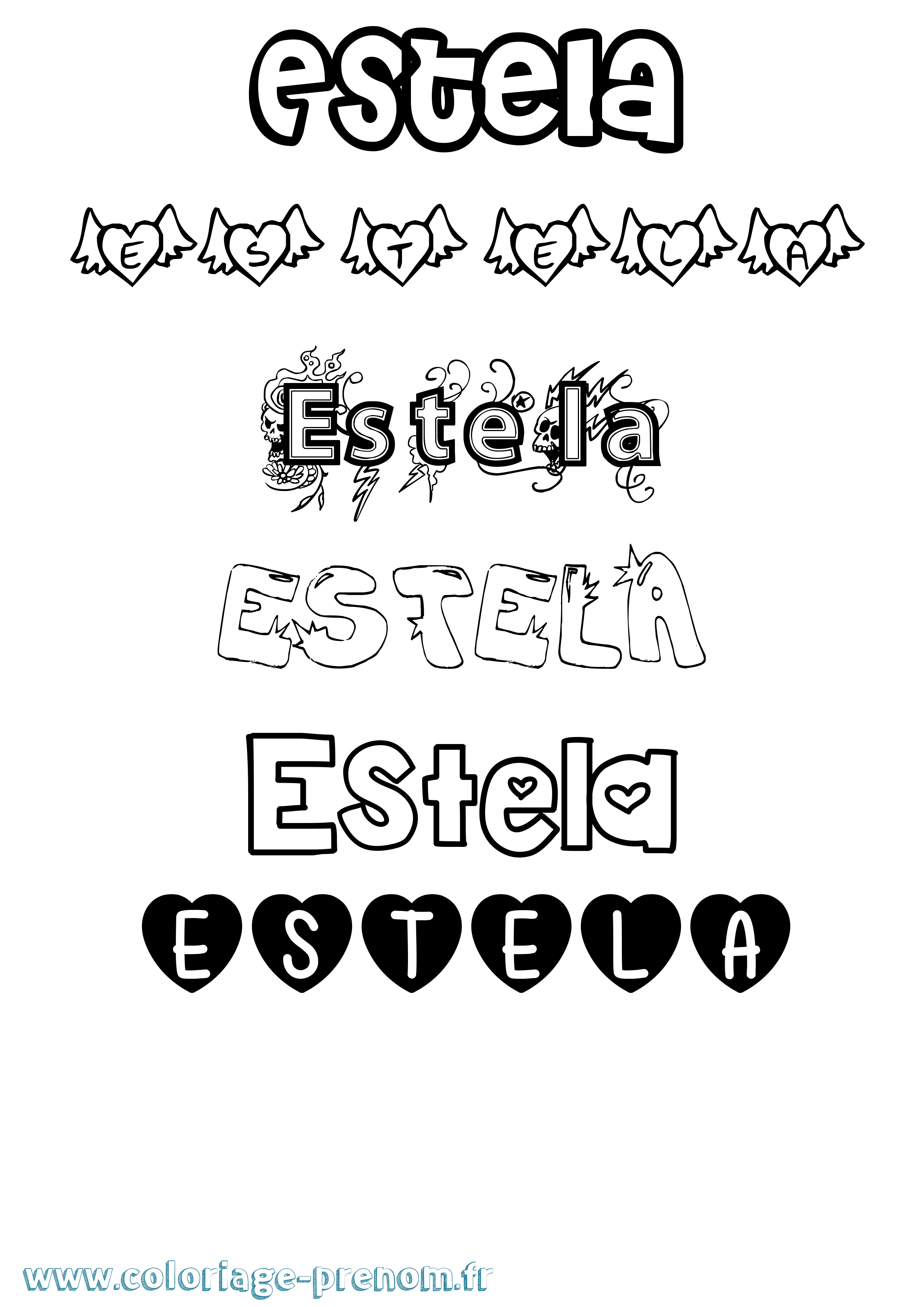 Coloriage Estela Girly Coloriage prénom Estela Girly