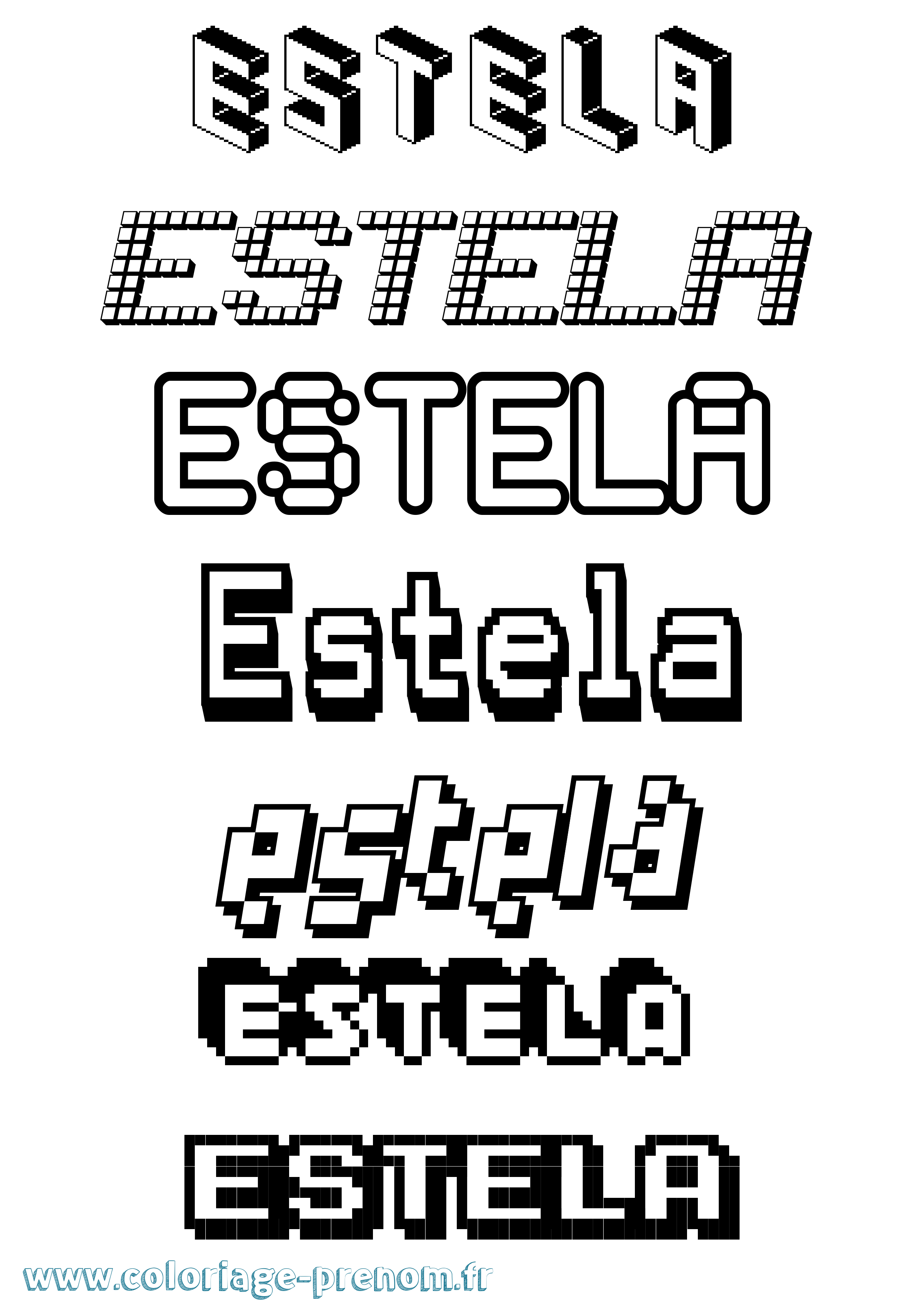 Coloriage Estela Pixel Coloriage prénom Estela Pixel