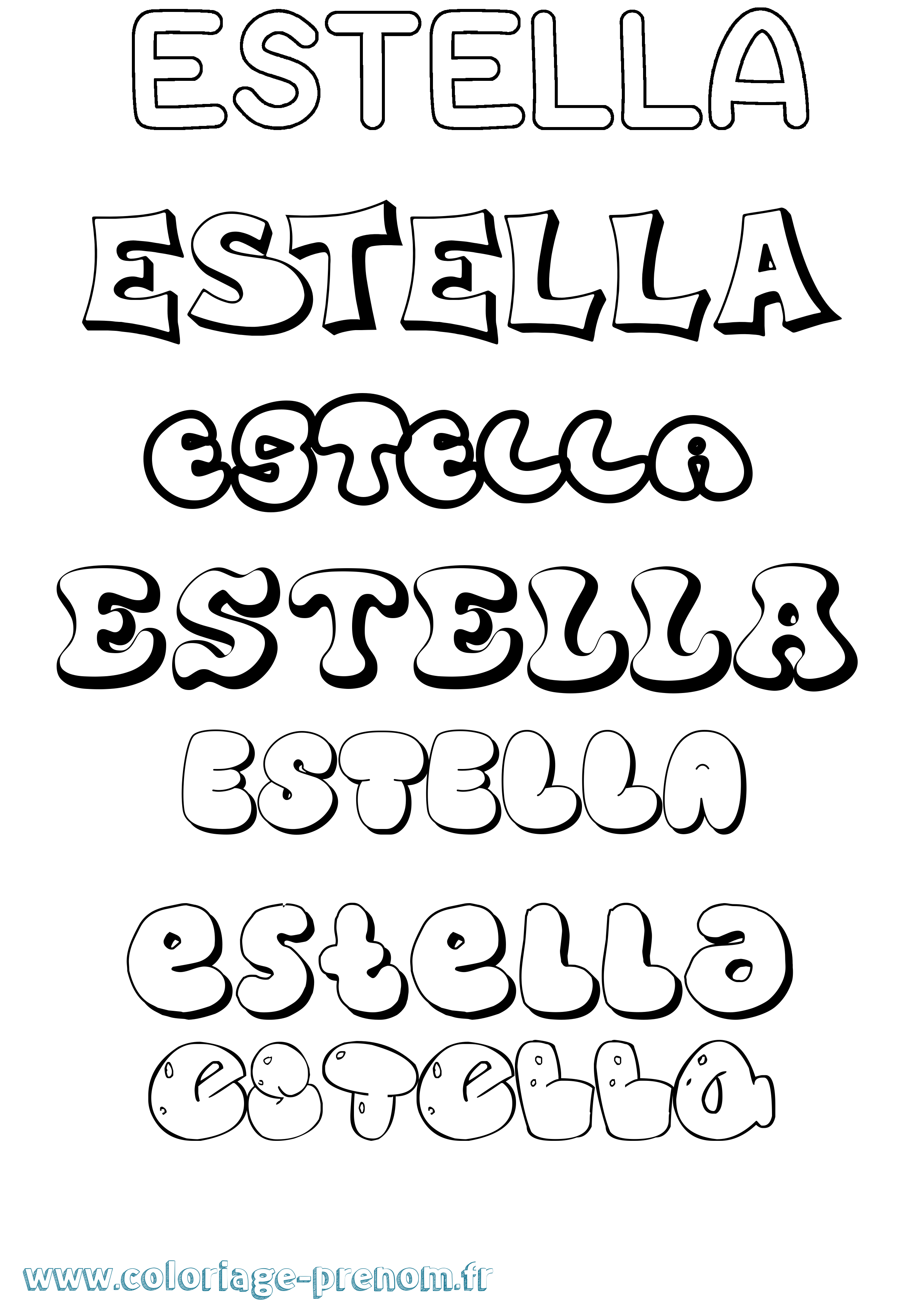 Coloriage Estella Bubble Coloriage prénom Estella Bubble