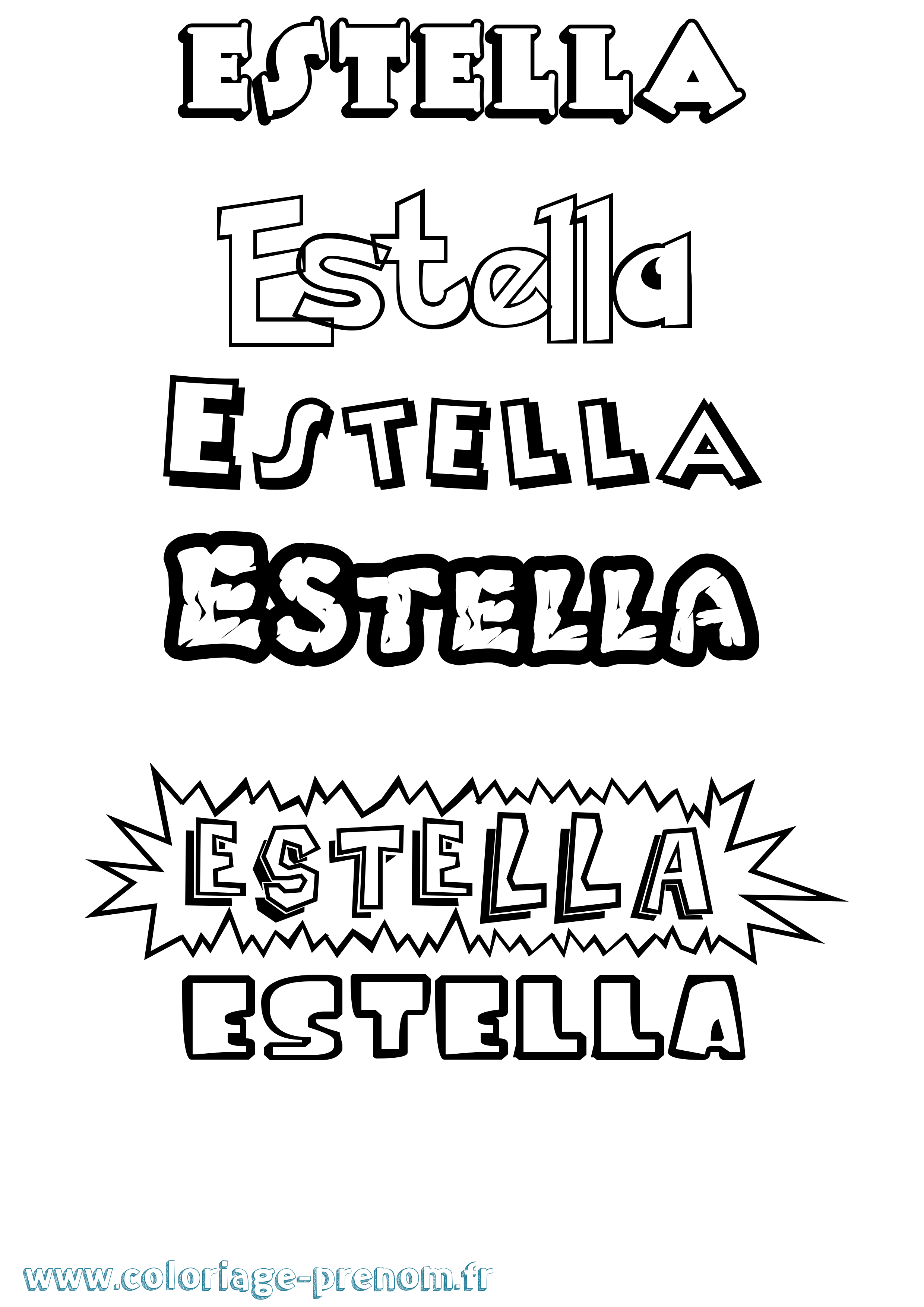 Coloriage Estella Dessin Animé Coloriage prénom Estella Dessin Animé