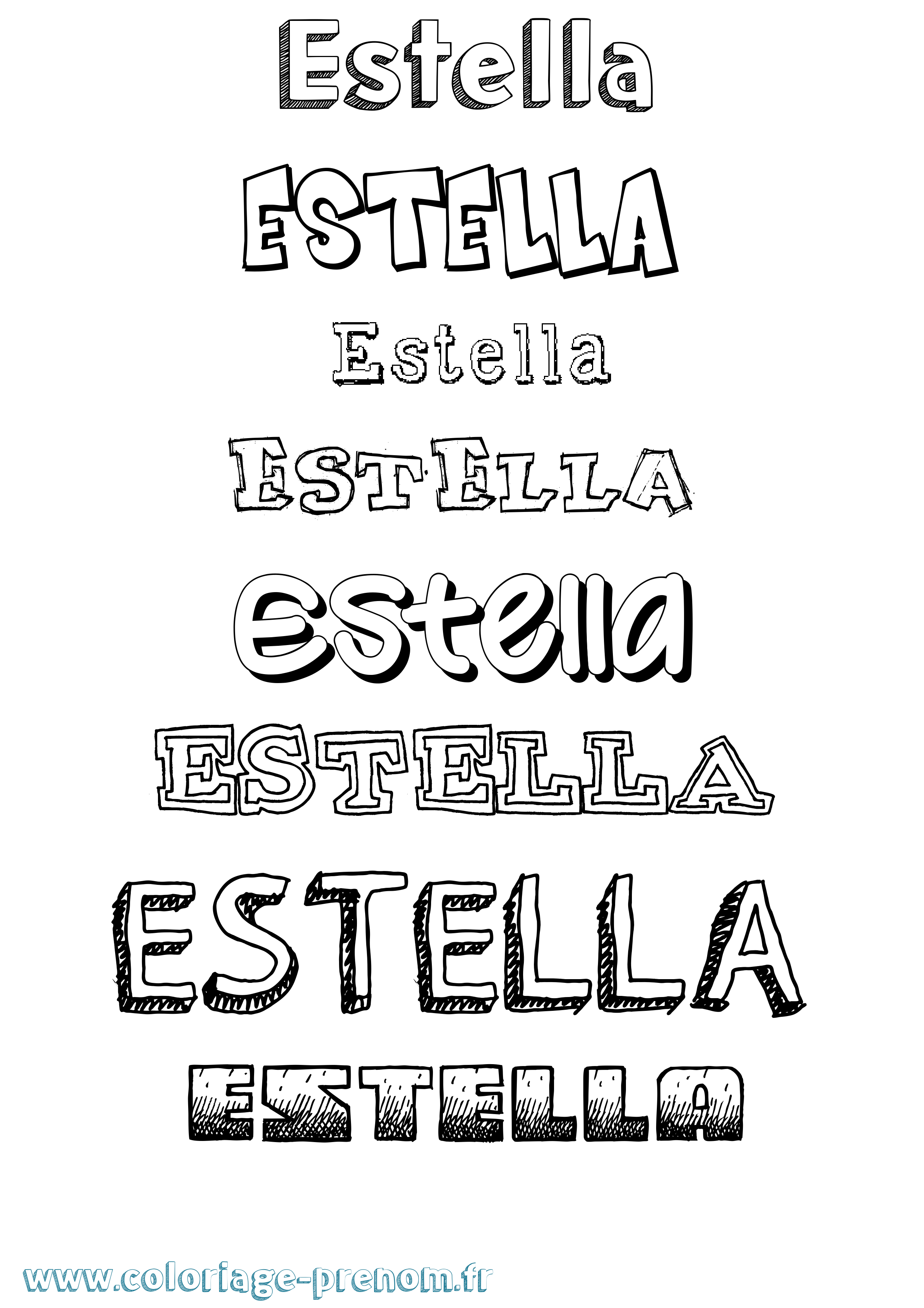 Coloriage Estella Dessiné Coloriage prénom Estella Dessiné