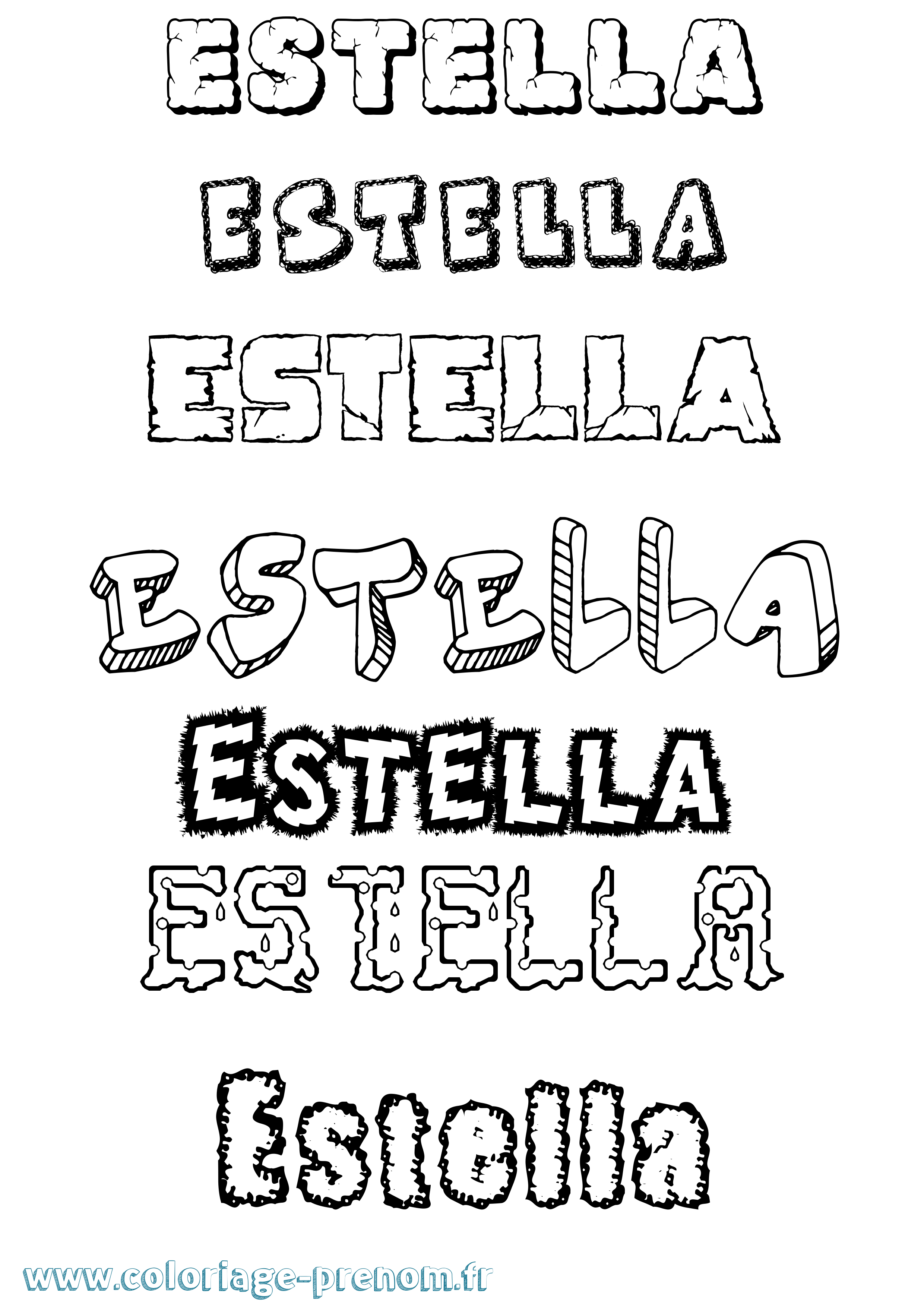 Coloriage Estella Destructuré Coloriage prénom Estella Destructuré