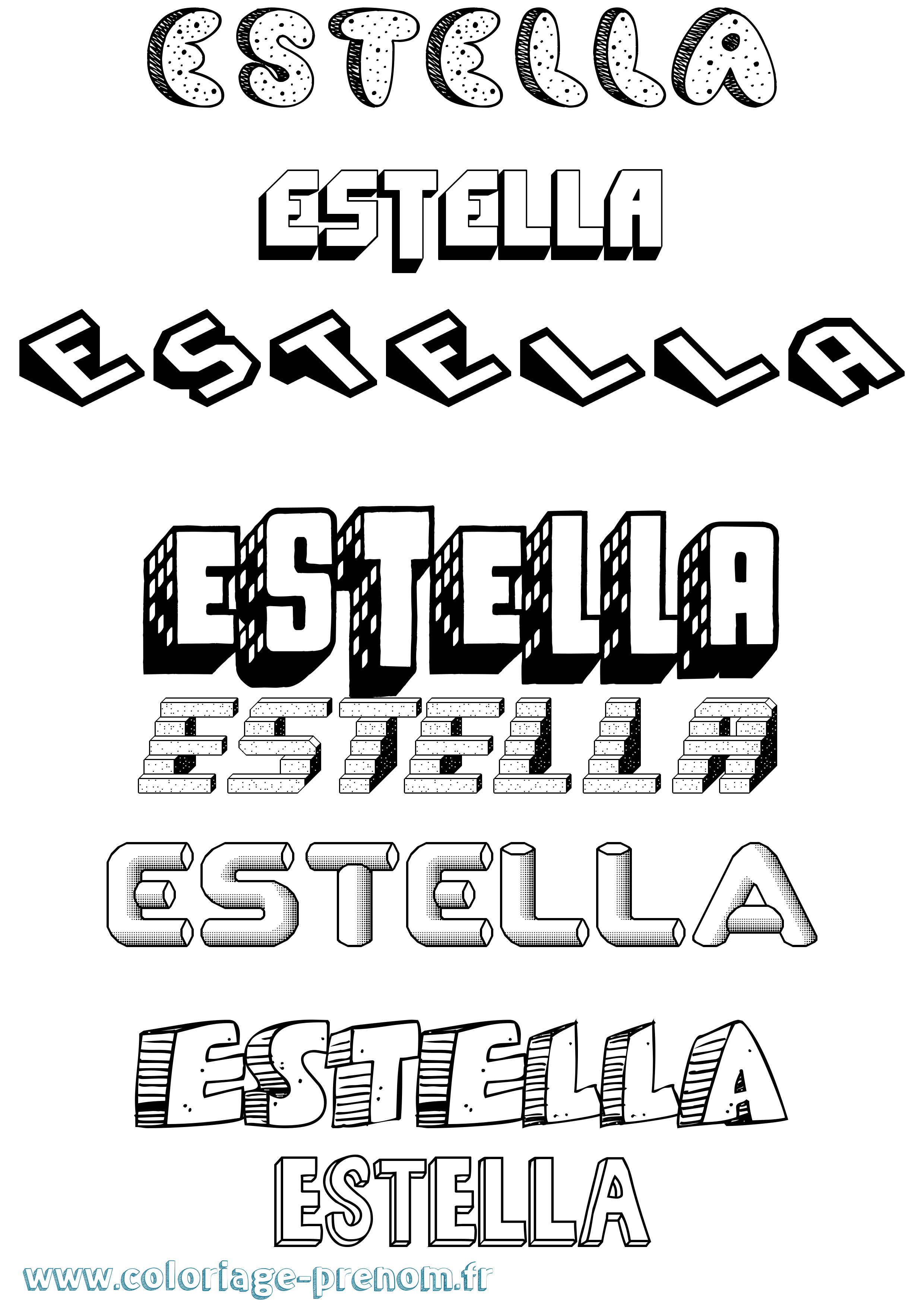 Coloriage Estella Effet 3D Coloriage prénom Estella Effet 3D
