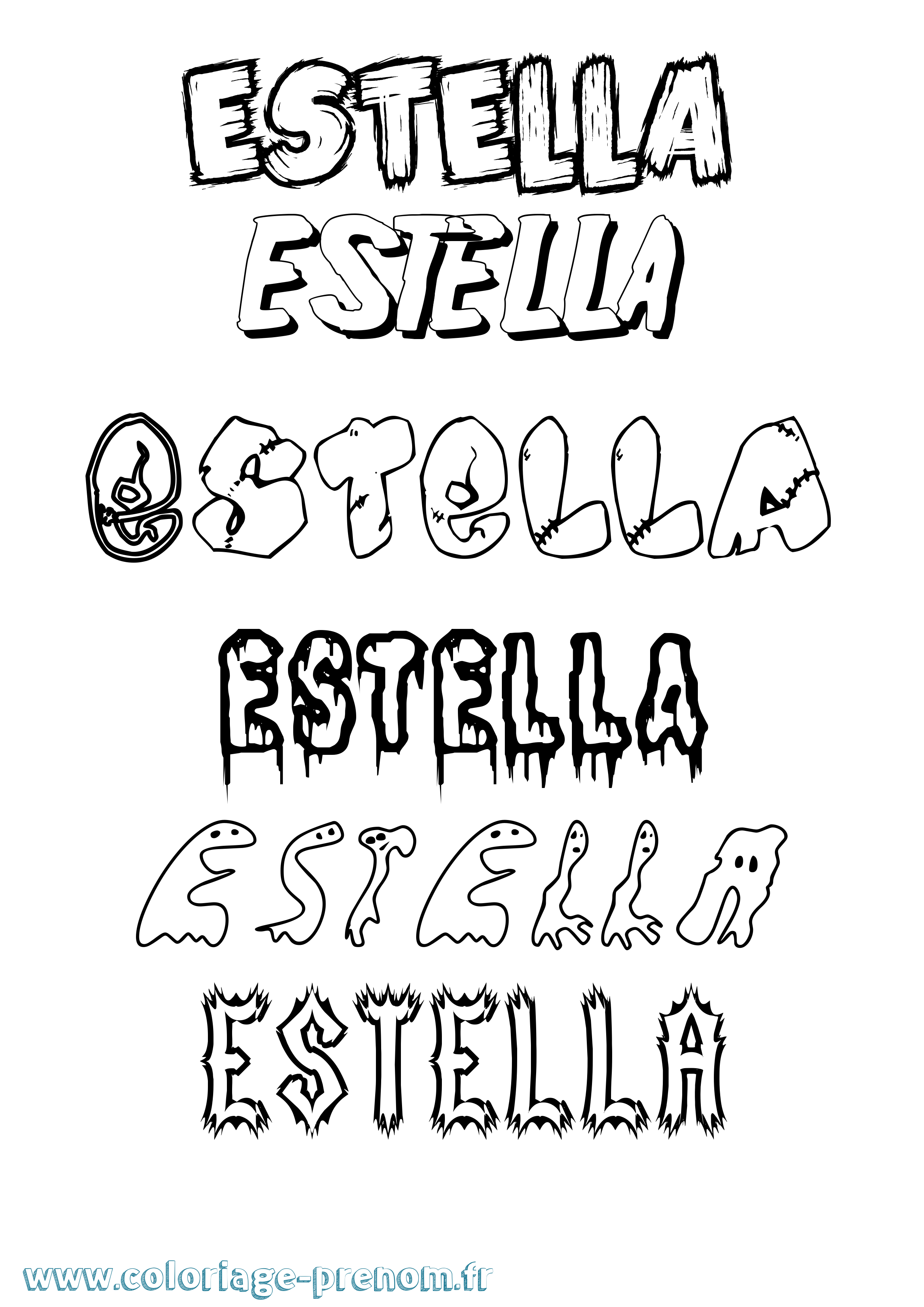 Coloriage Estella Frisson Coloriage prénom Estella Frisson