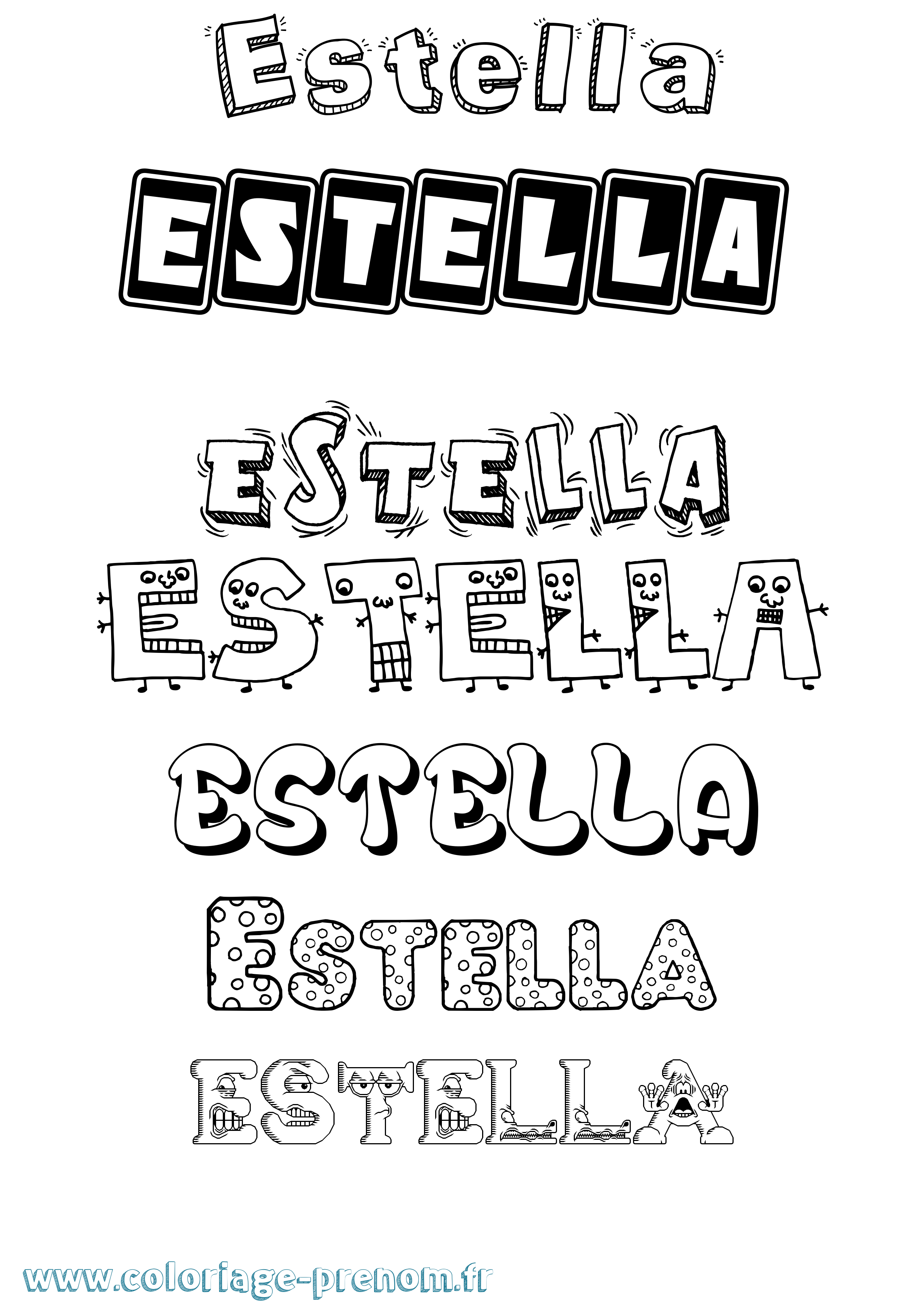 Coloriage Estella Fun Coloriage prénom Estella Fun