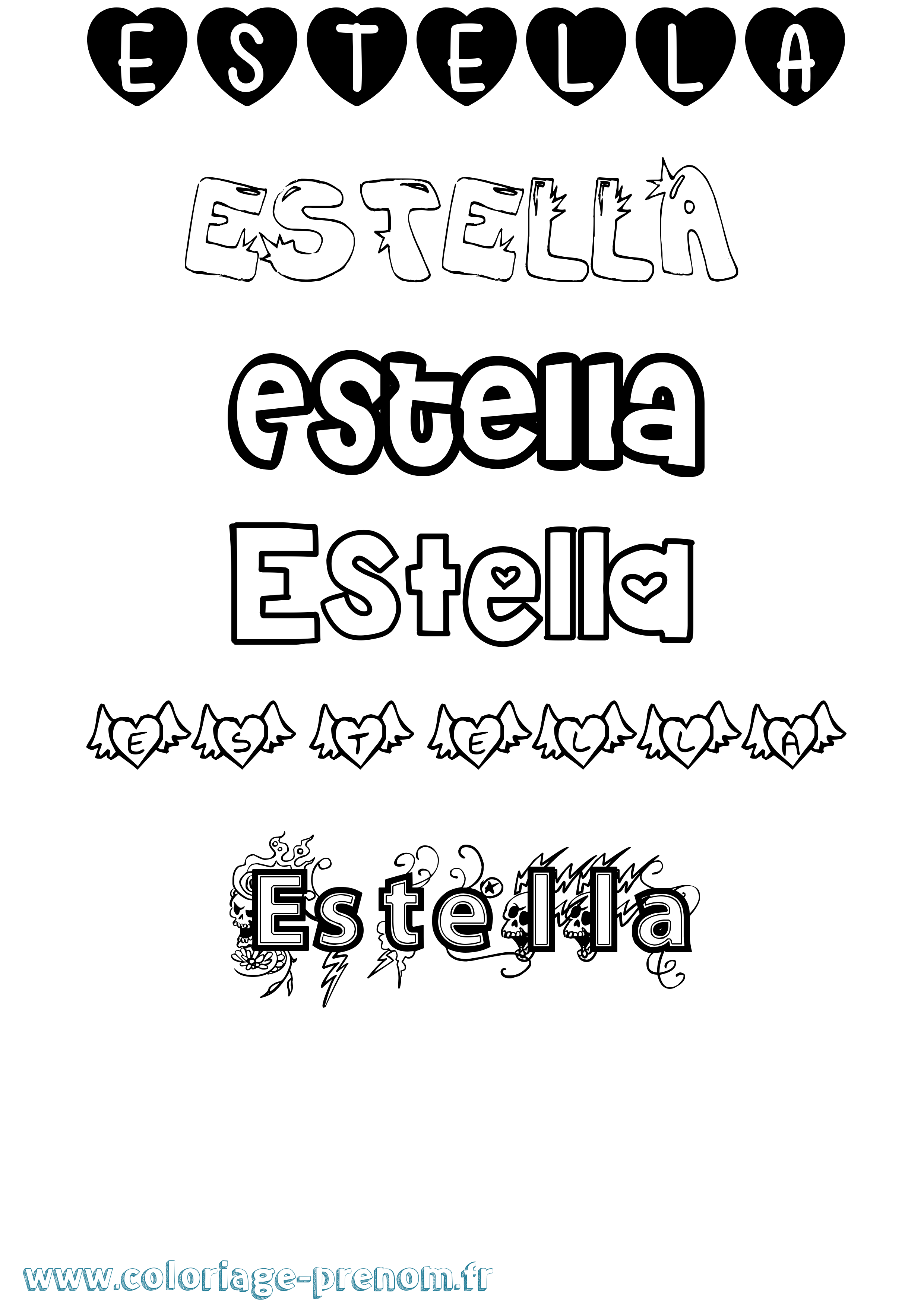 Coloriage Estella Girly Coloriage prénom Estella Girly