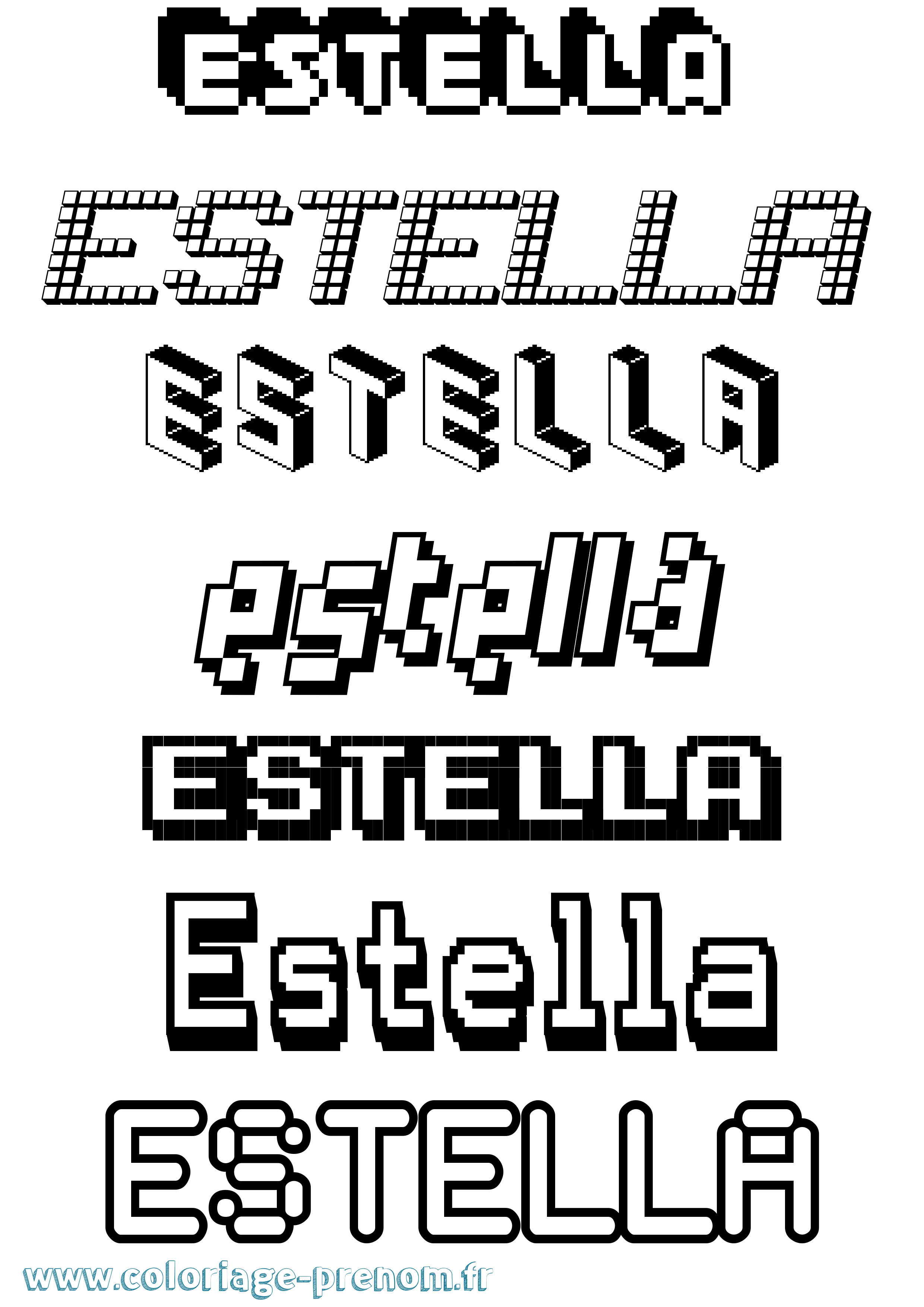 Coloriage Estella Pixel Coloriage prénom Estella Pixel