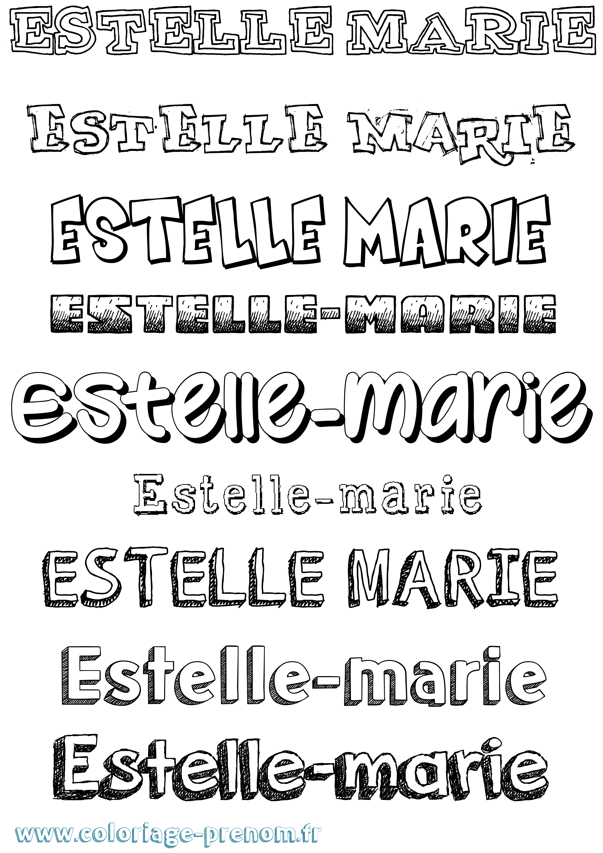 Coloriage Estelle-Marie Dessiné Coloriage prénom Estelle-Marie Dessiné