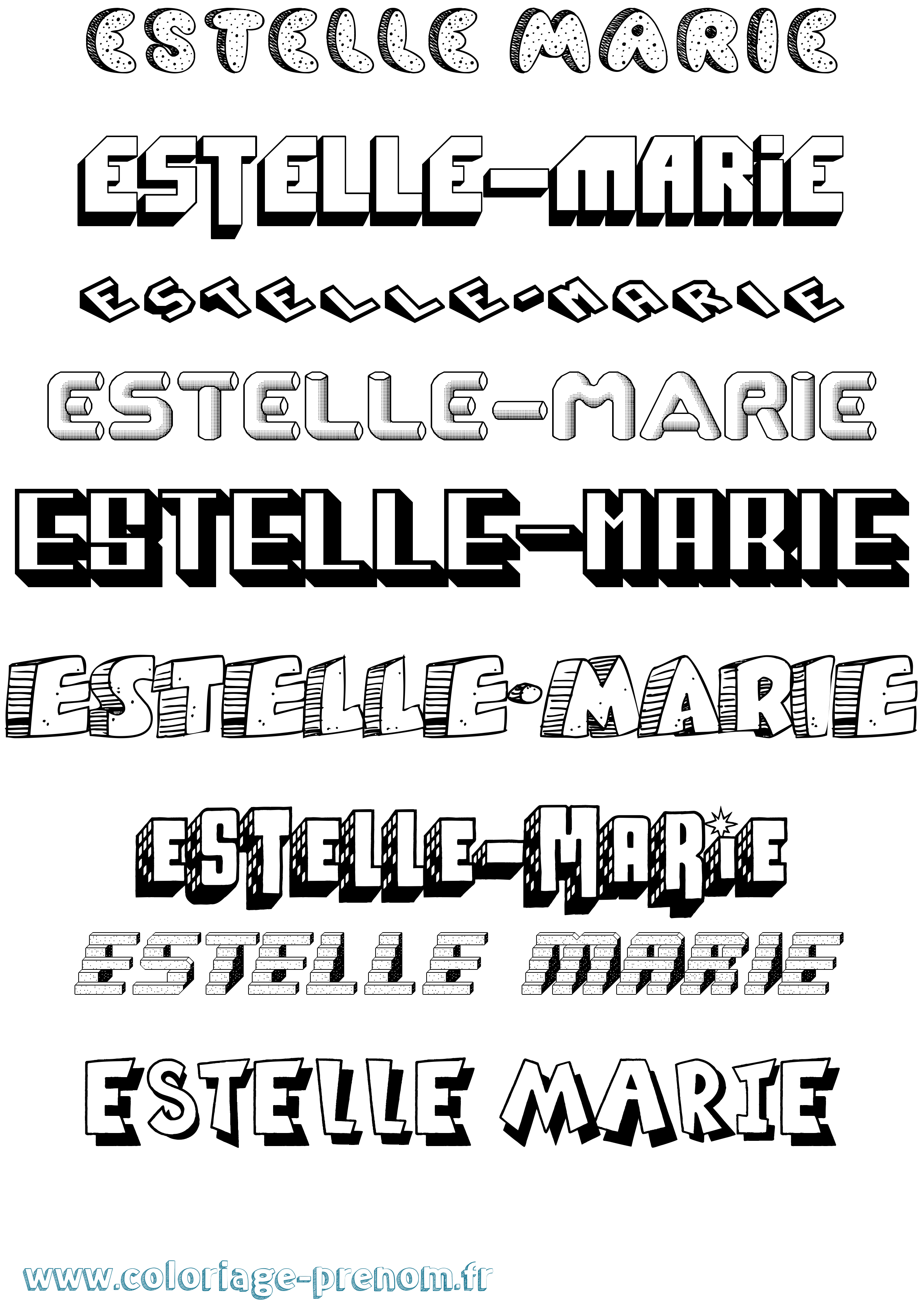 Coloriage Estelle-Marie Effet 3D Coloriage prénom Estelle-Marie Effet 3D