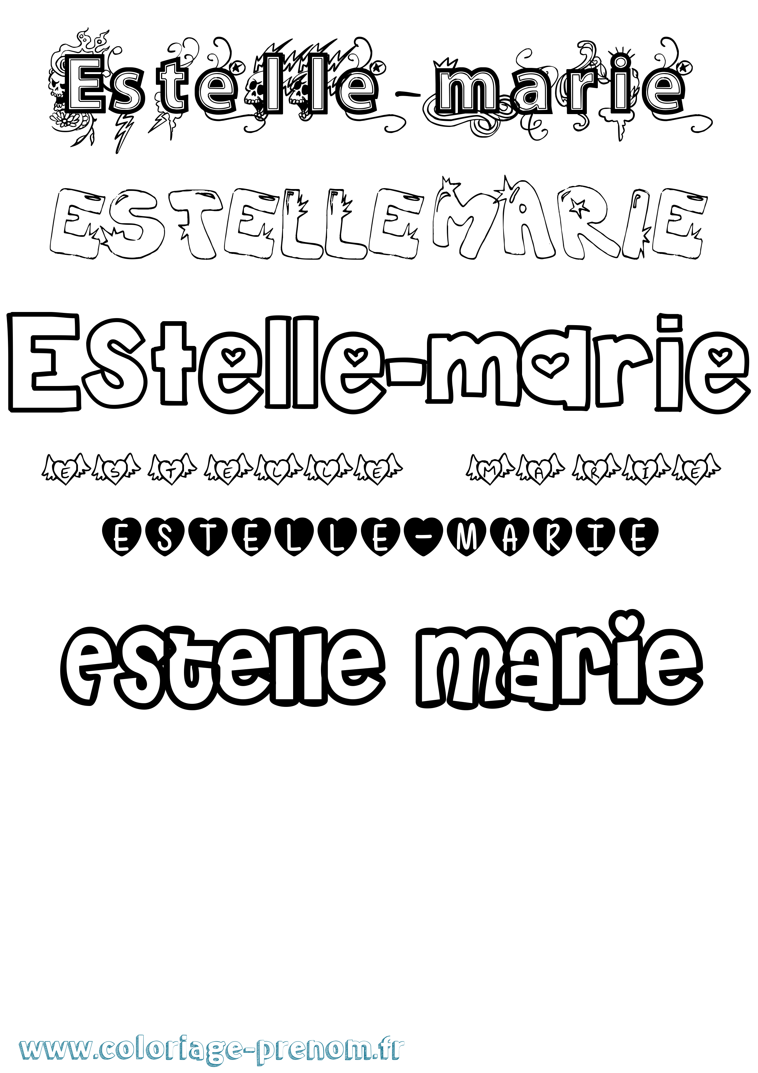 Coloriage Estelle-Marie Girly Coloriage prénom Estelle-Marie Girly