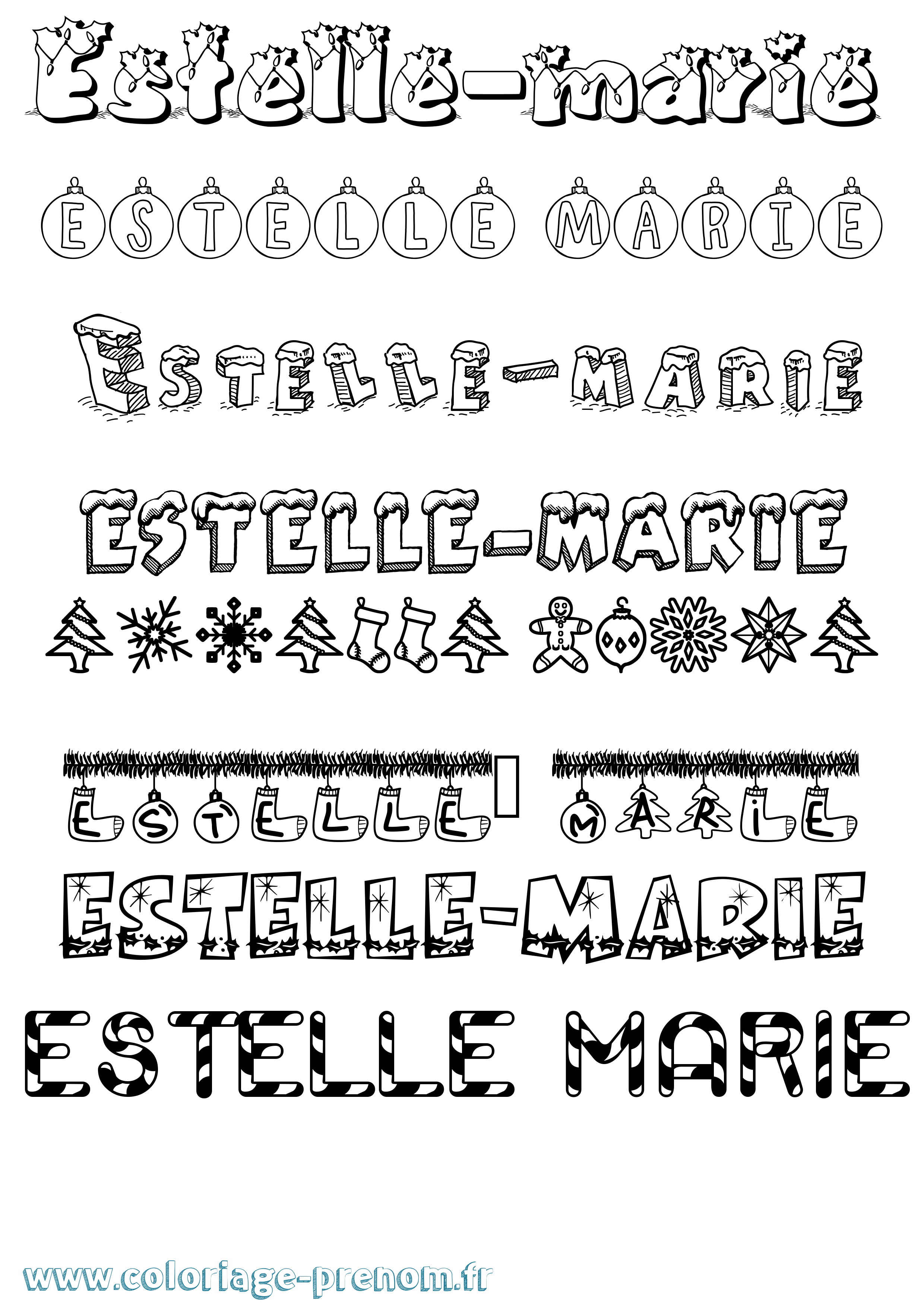 Coloriage Estelle-Marie Noël Coloriage prénom Estelle-Marie Noël