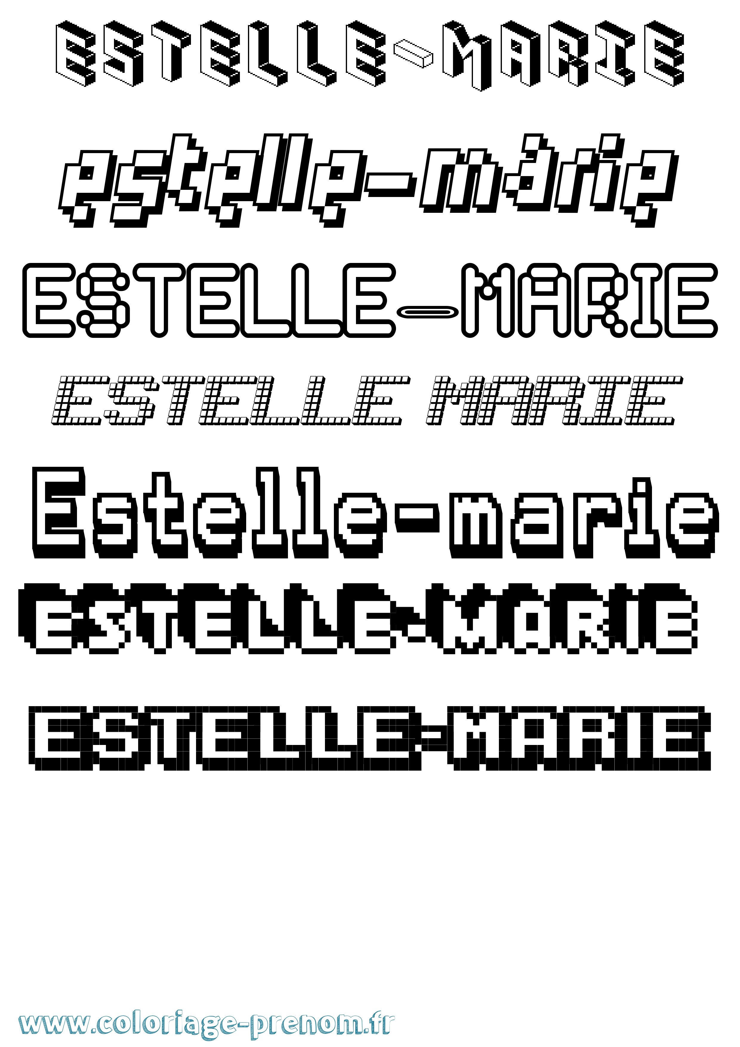 Coloriage Estelle-Marie Pixel Coloriage prénom Estelle-Marie Pixel