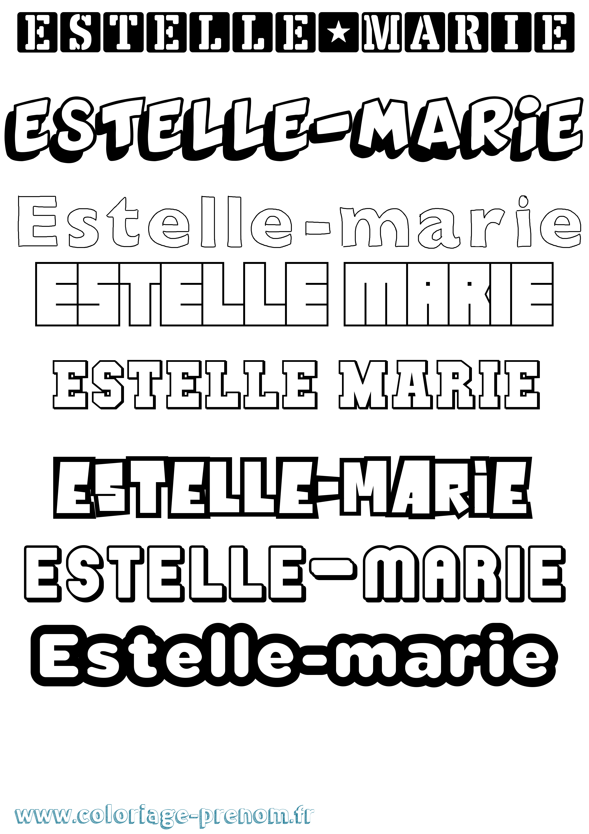 Coloriage Estelle-Marie Simple Coloriage prénom Estelle-Marie Simple