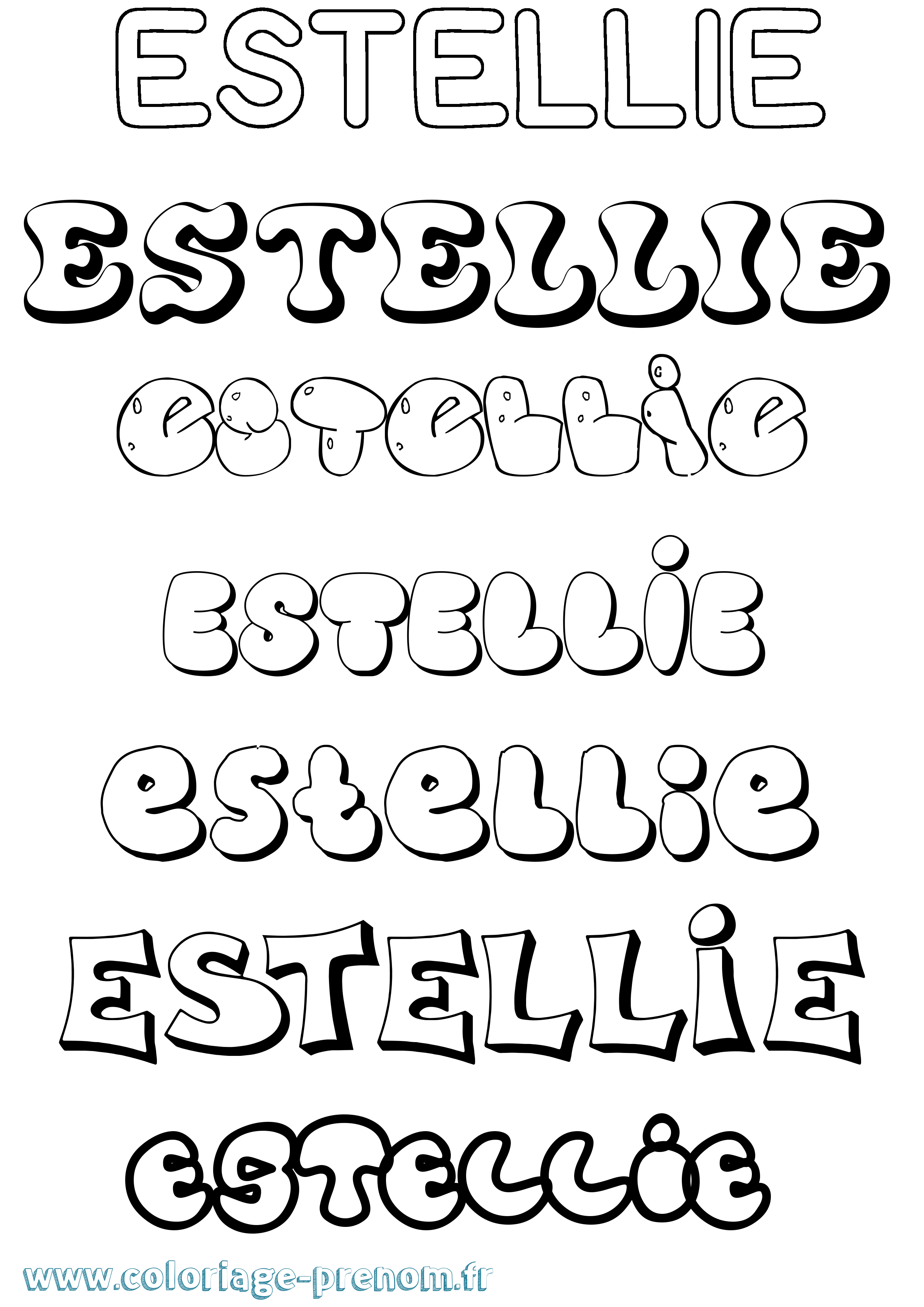 Coloriage Estellie Bubble Coloriage prénom Estellie Bubble