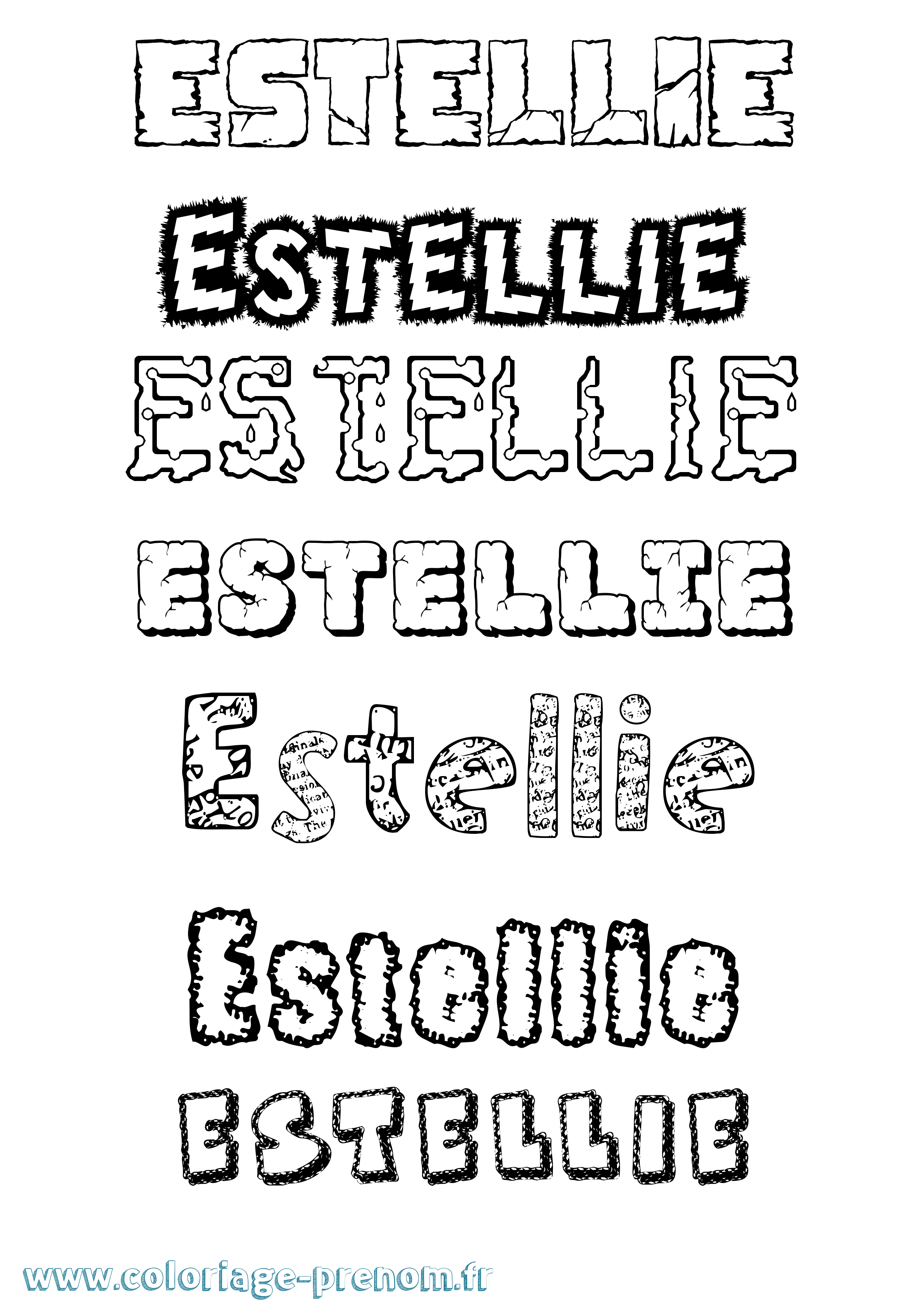 Coloriage Estellie Destructuré Coloriage prénom Estellie Destructuré