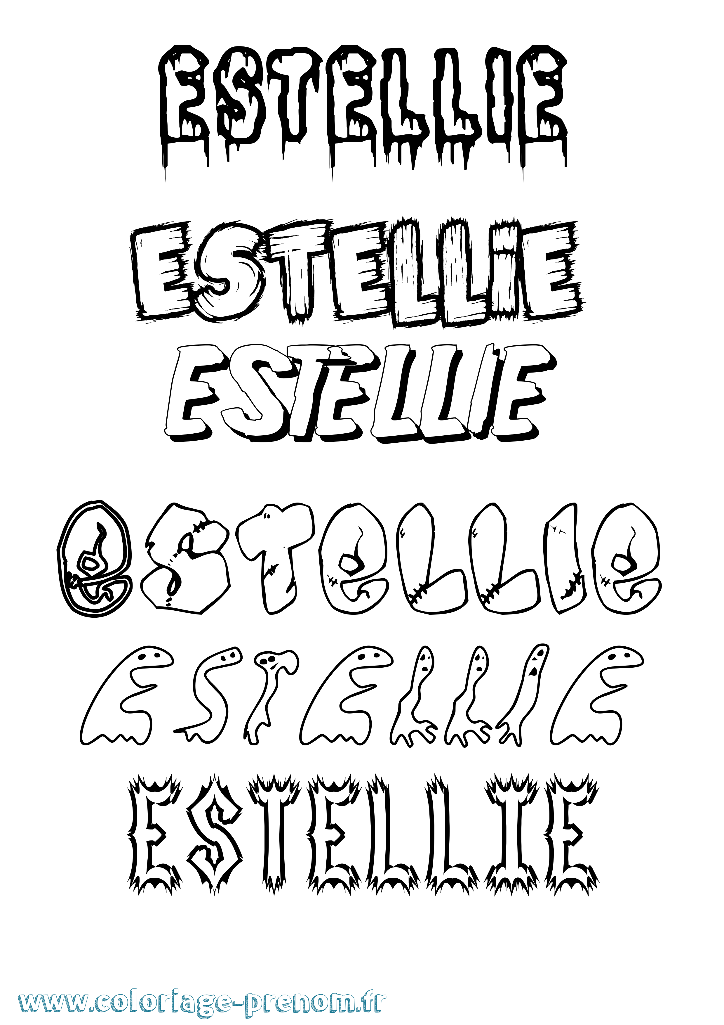 Coloriage Estellie Frisson Coloriage prénom Estellie Frisson