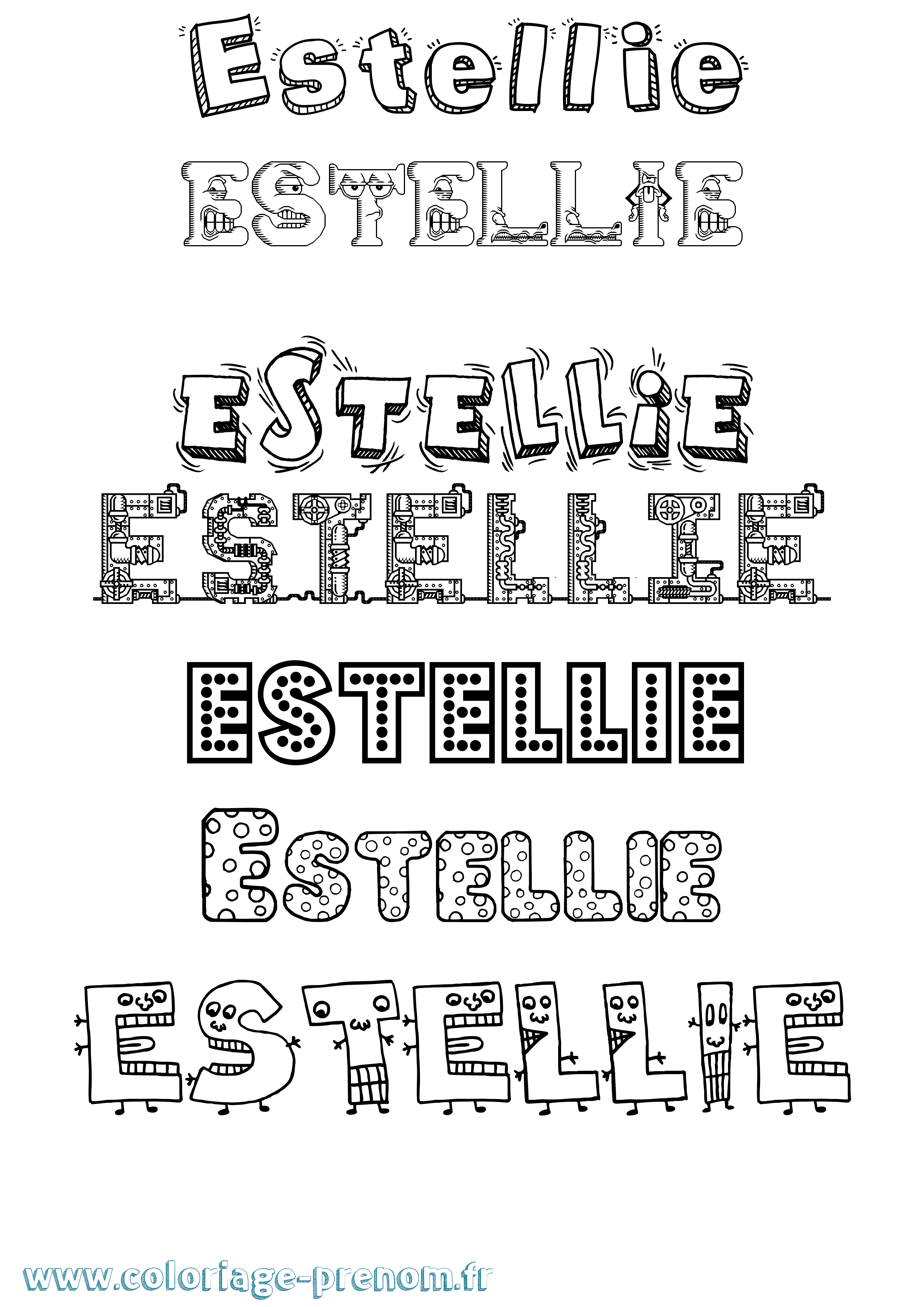 Coloriage Estellie Fun Coloriage prénom Estellie Fun