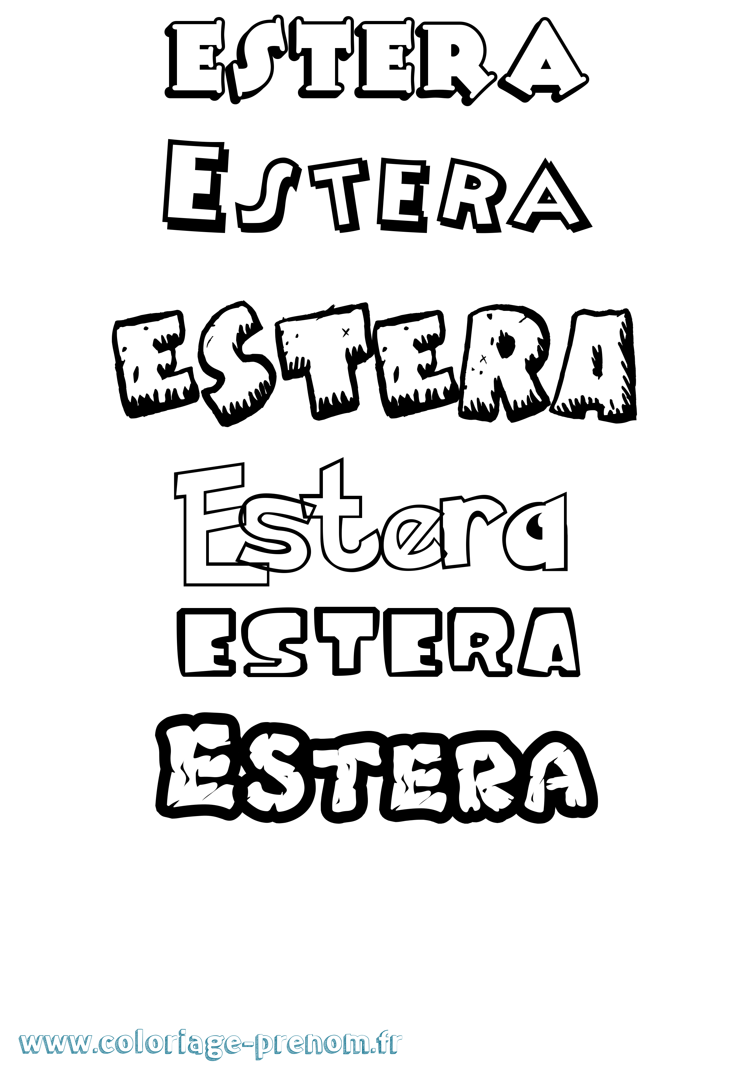 Coloriage Estera Dessin Animé Coloriage prénom Estera Dessin Animé