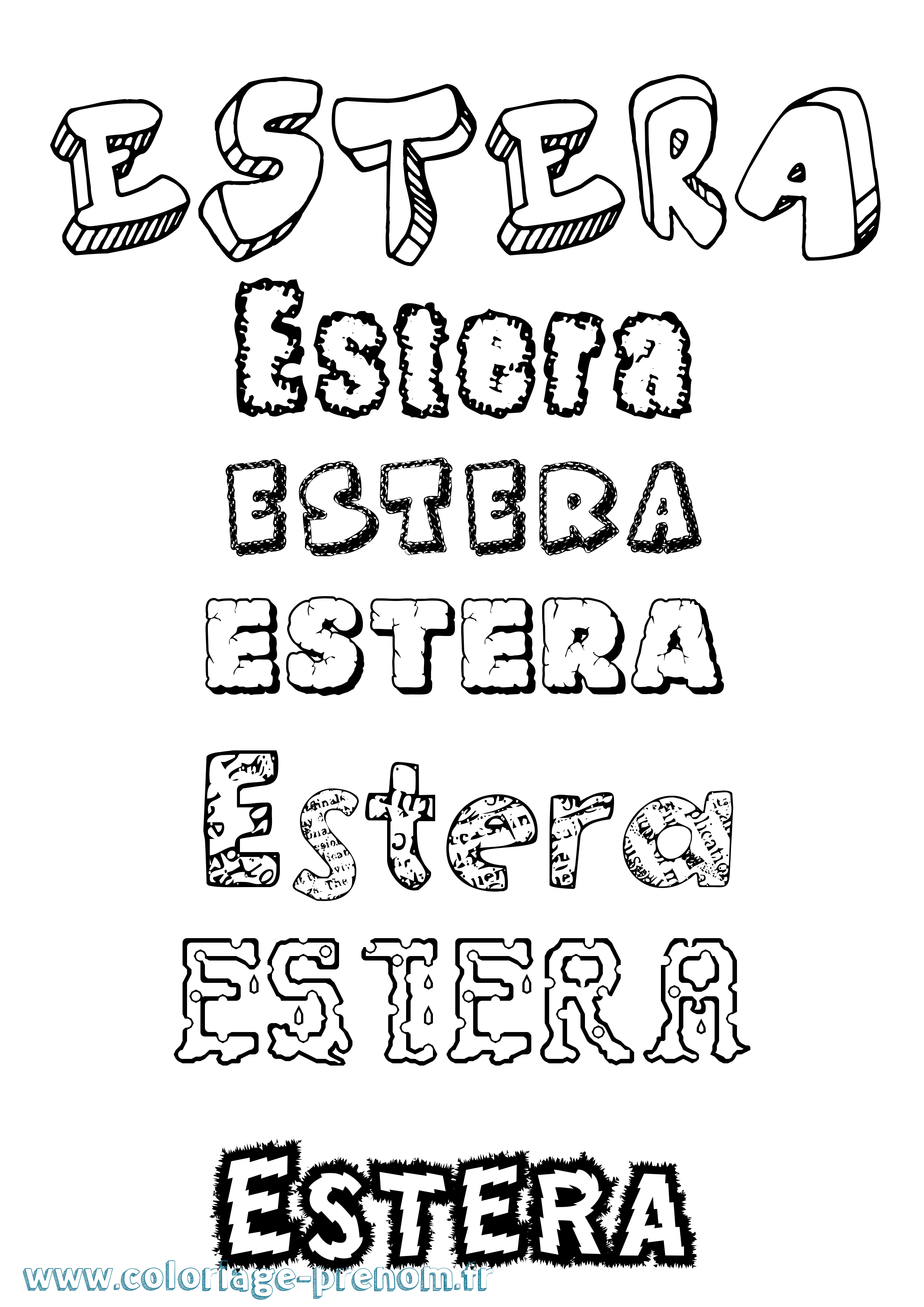 Coloriage Estera Destructuré Coloriage prénom Estera Destructuré
