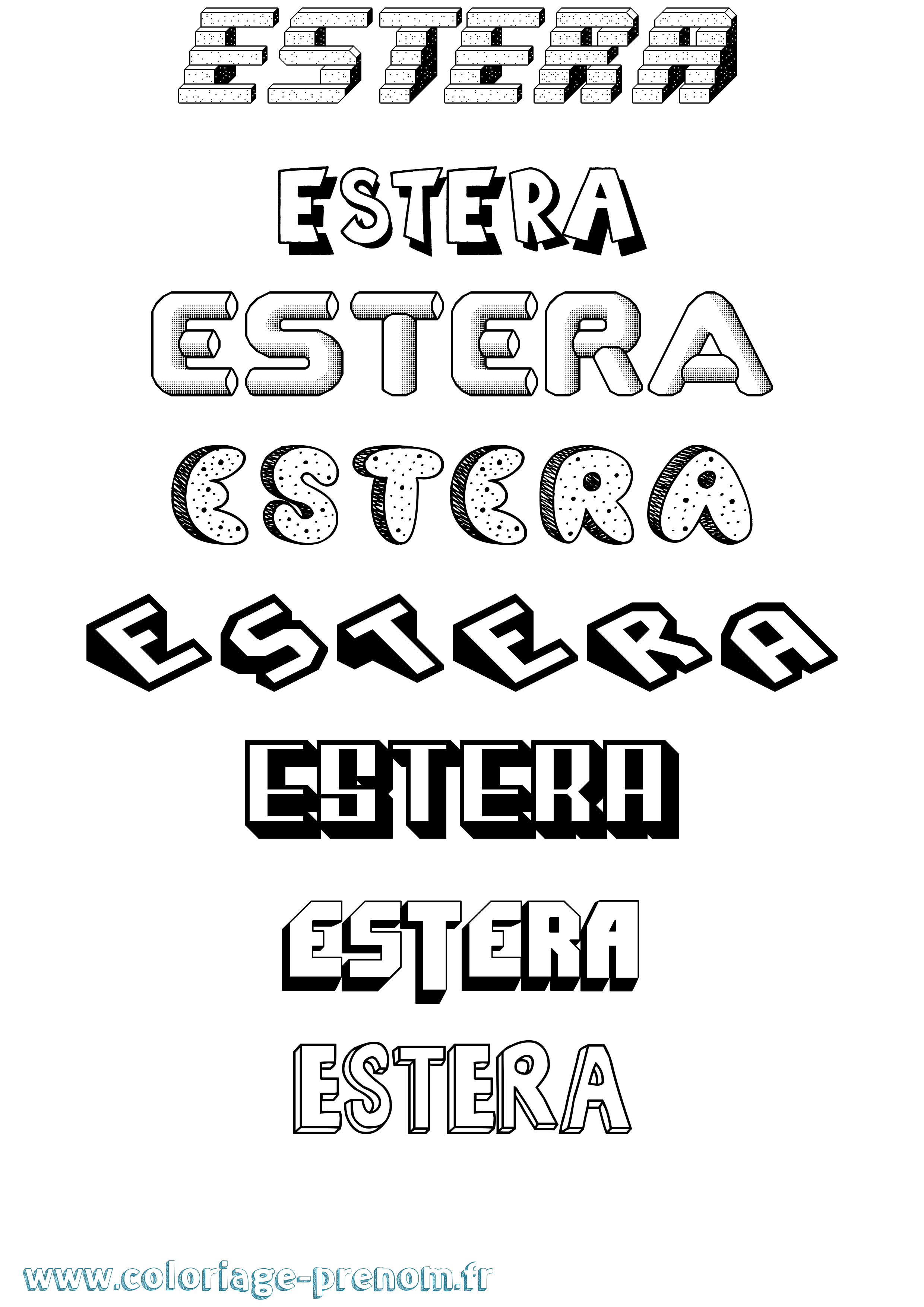 Coloriage Estera Effet 3D Coloriage prénom Estera Effet 3D