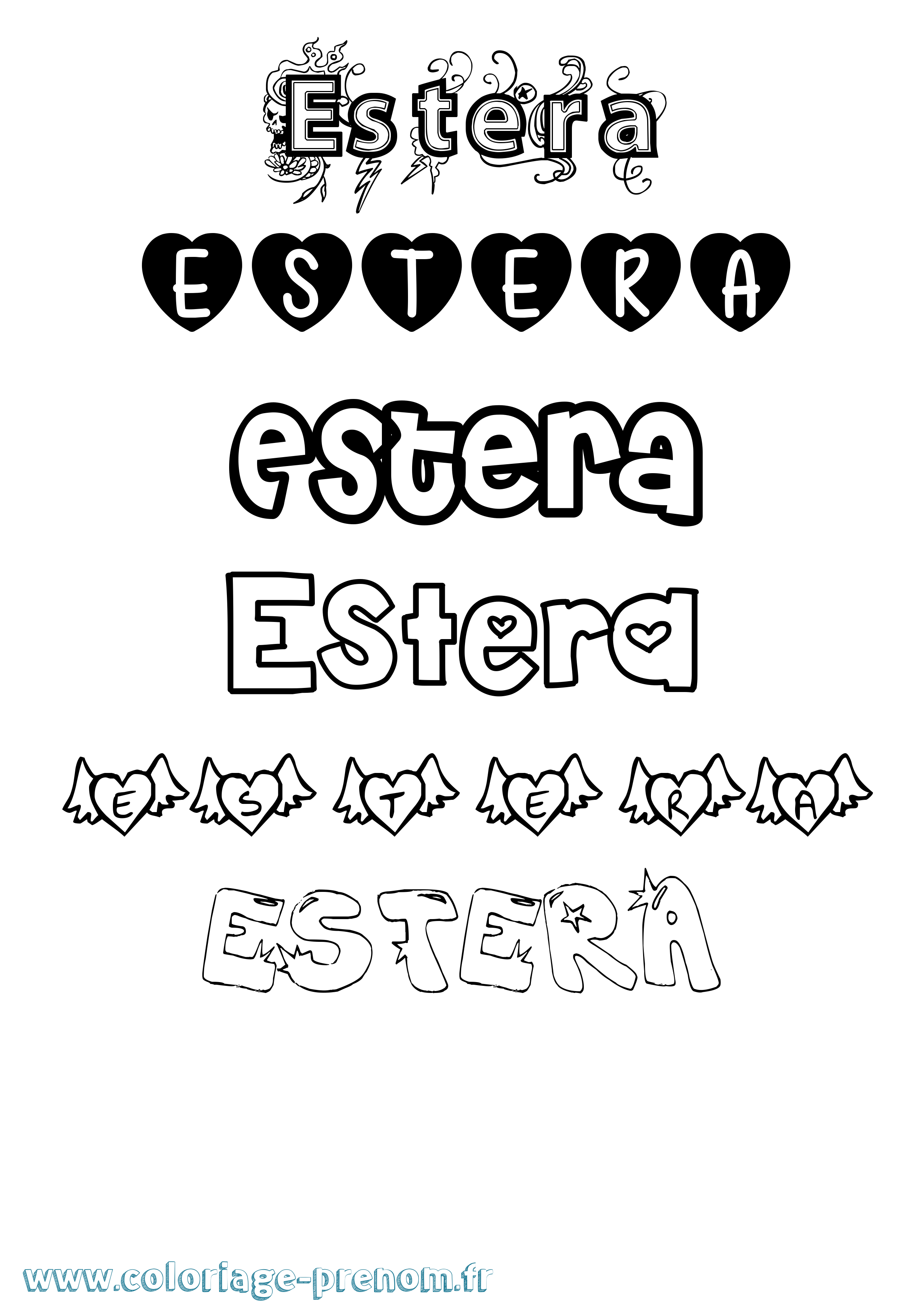 Coloriage Estera Girly Coloriage prénom Estera Girly